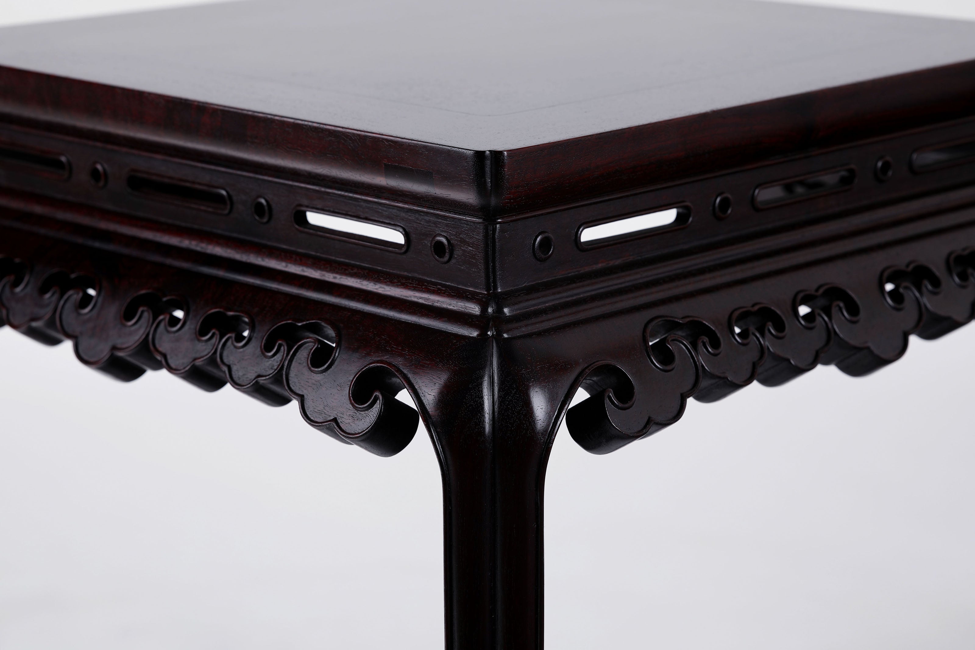 Zambian rosewood square stool with ruyi pattern