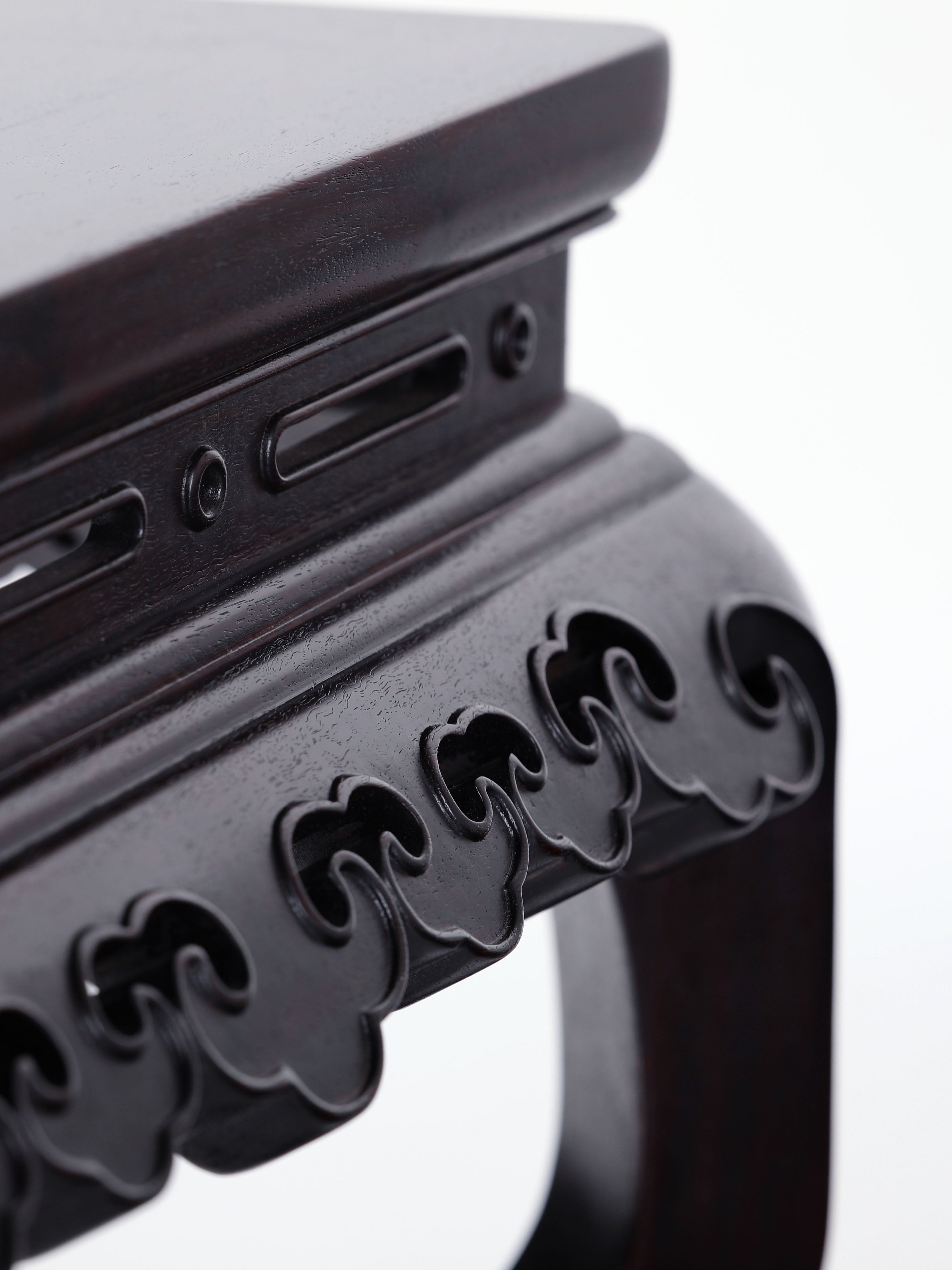 Zambian rosewood square stool with ruyi pattern