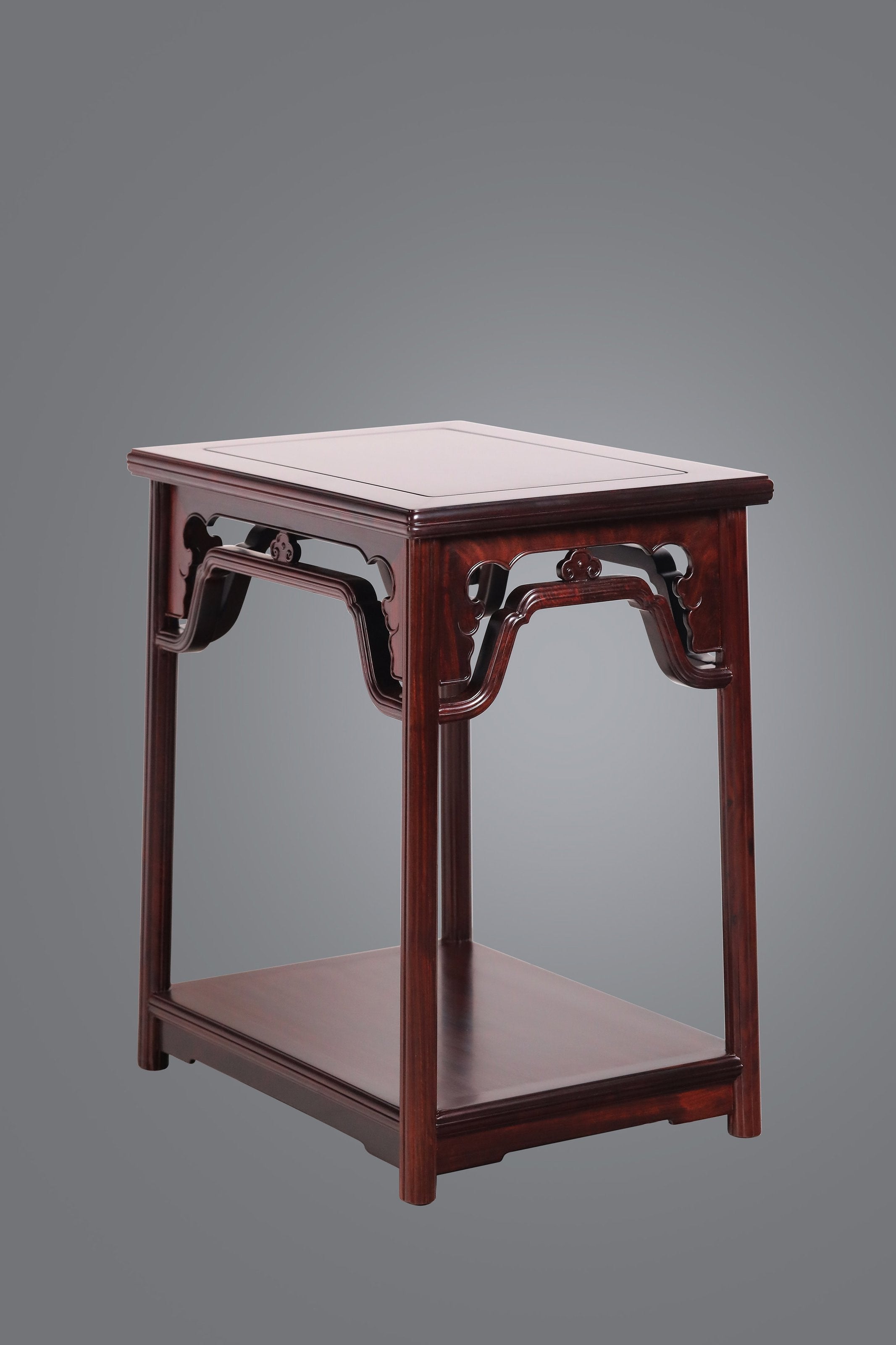 Zambian rosewood tea stand with auspicious patterns and melon-shaped design