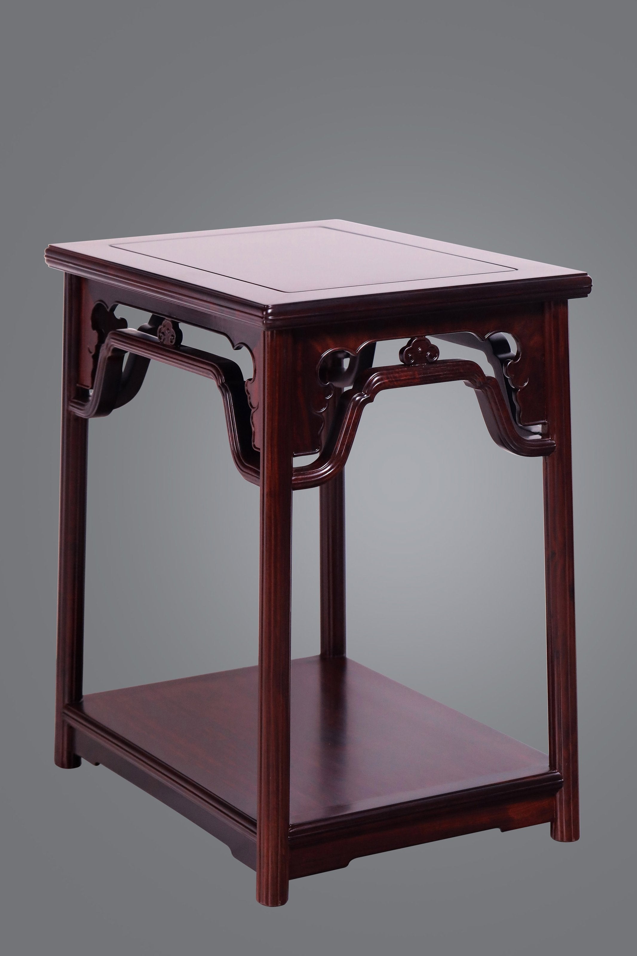 Zambian rosewood tea stand with auspicious patterns and melon-shaped design