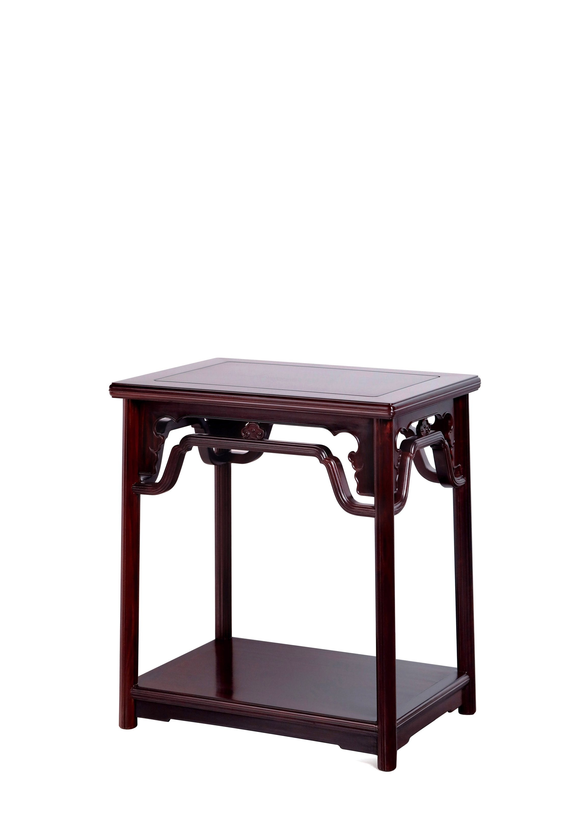 Zambian rosewood tea stand with auspicious patterns and melon-shaped design