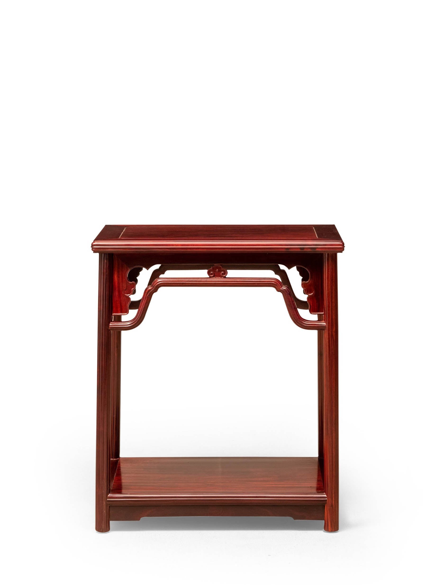 Zambian rosewood tea stand with auspicious patterns and melon-shaped design