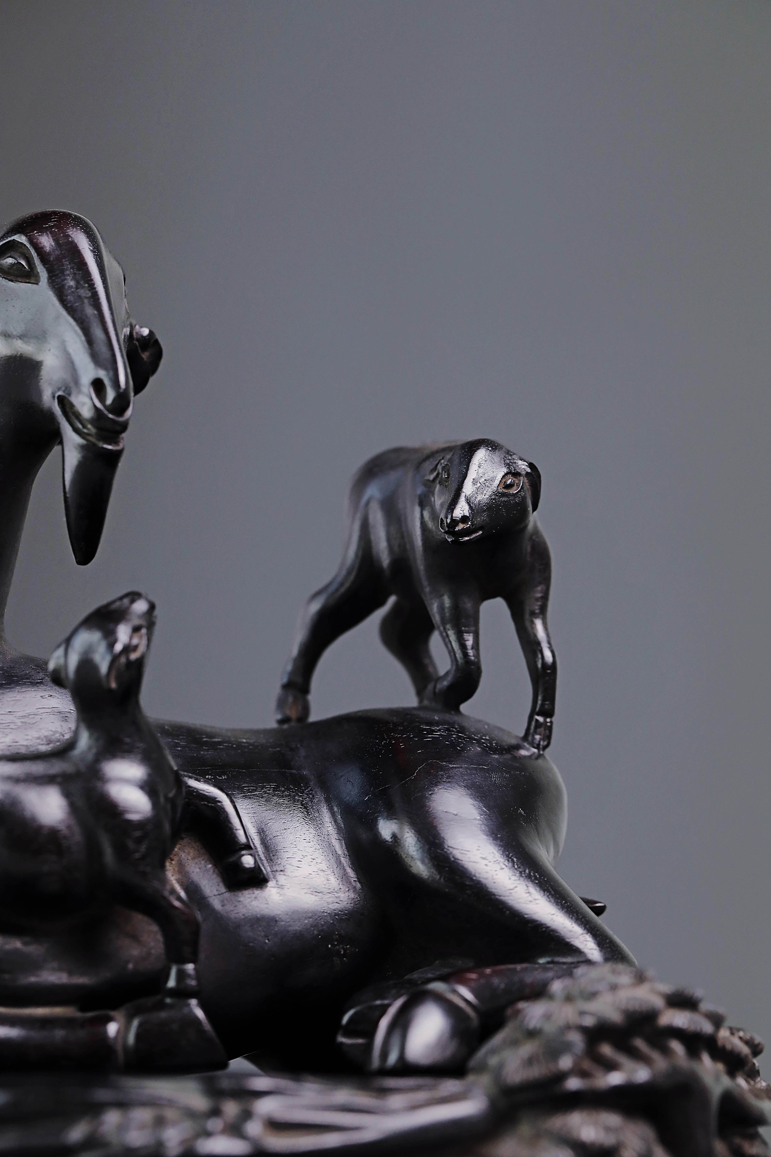 Three Yangs Bring Prosperity Boxwood Carving