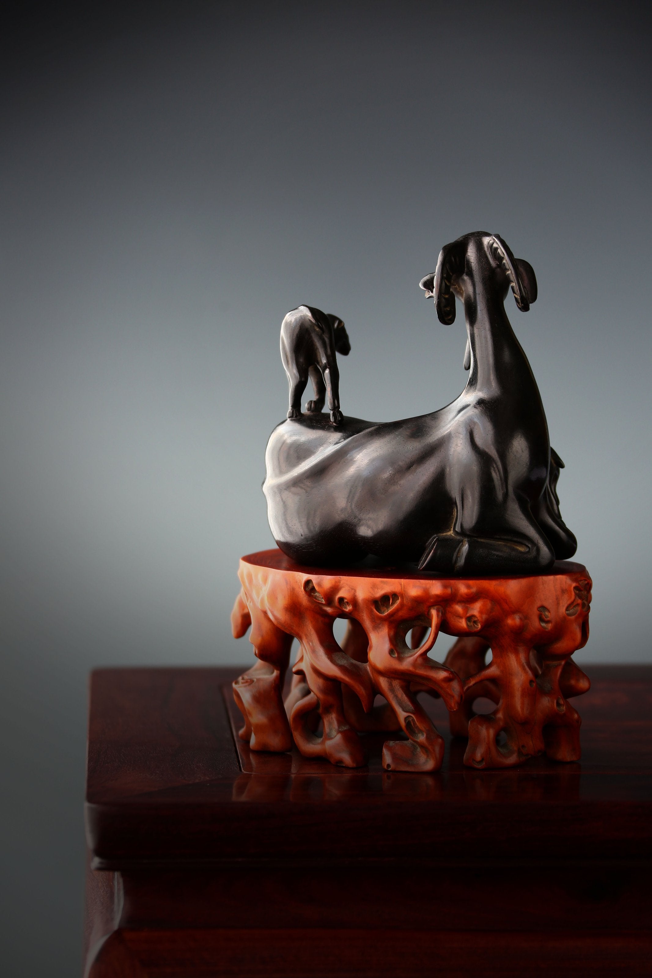 Three Yangs Bring Prosperity Boxwood Carving