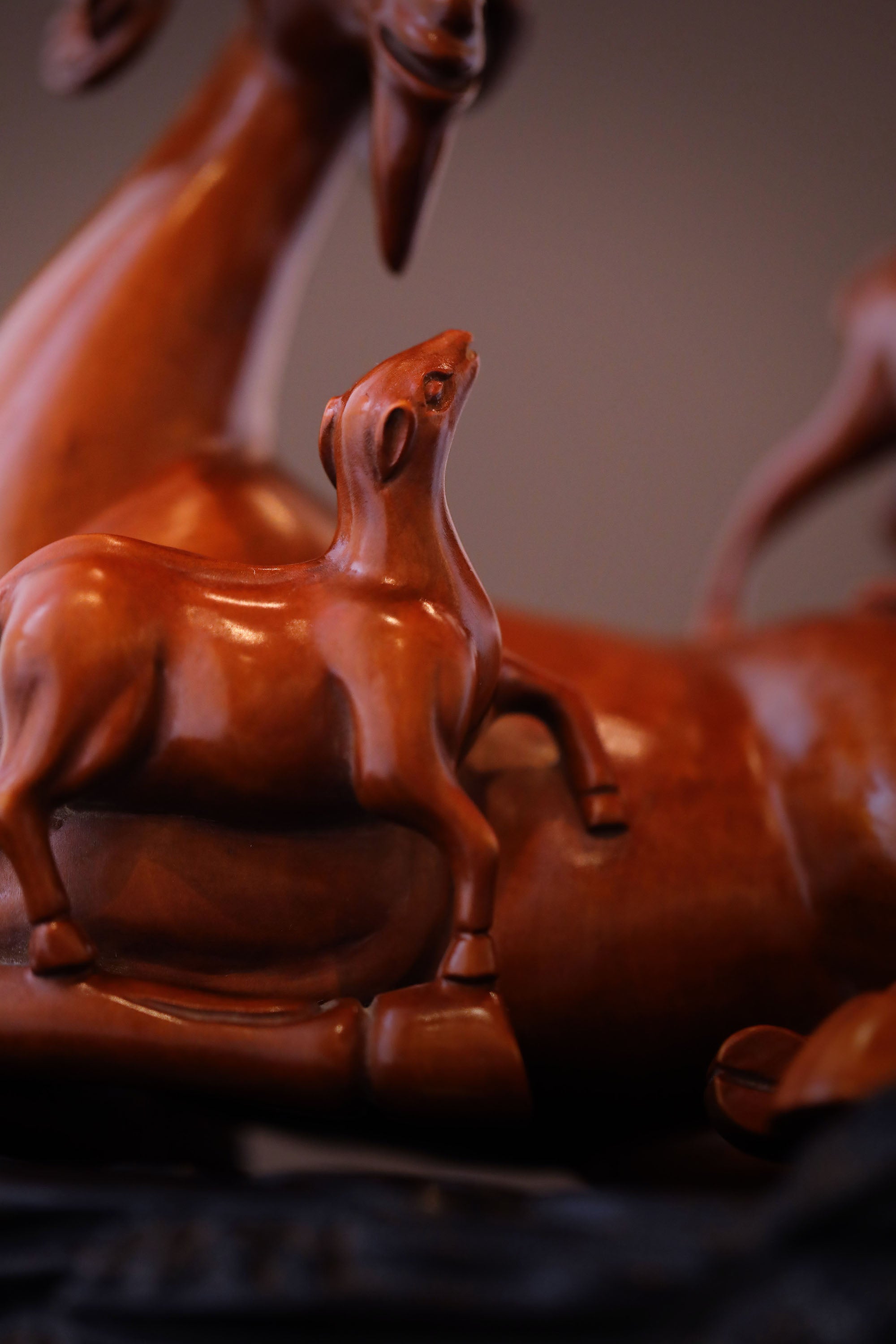 Three Yangs Bring Prosperity Boxwood Carving