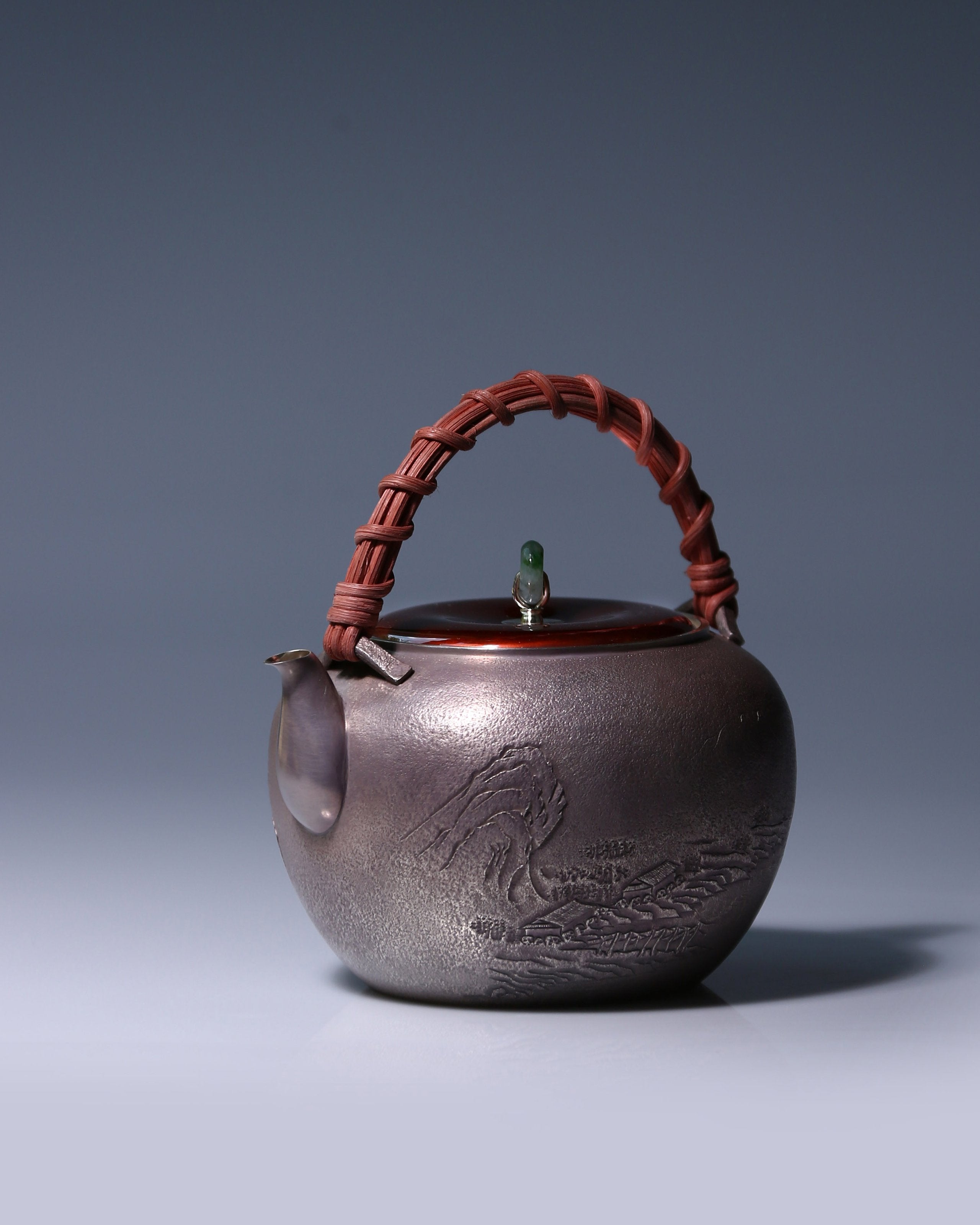 Dayatang Landscape Vine Handle Purple Silver Teapot