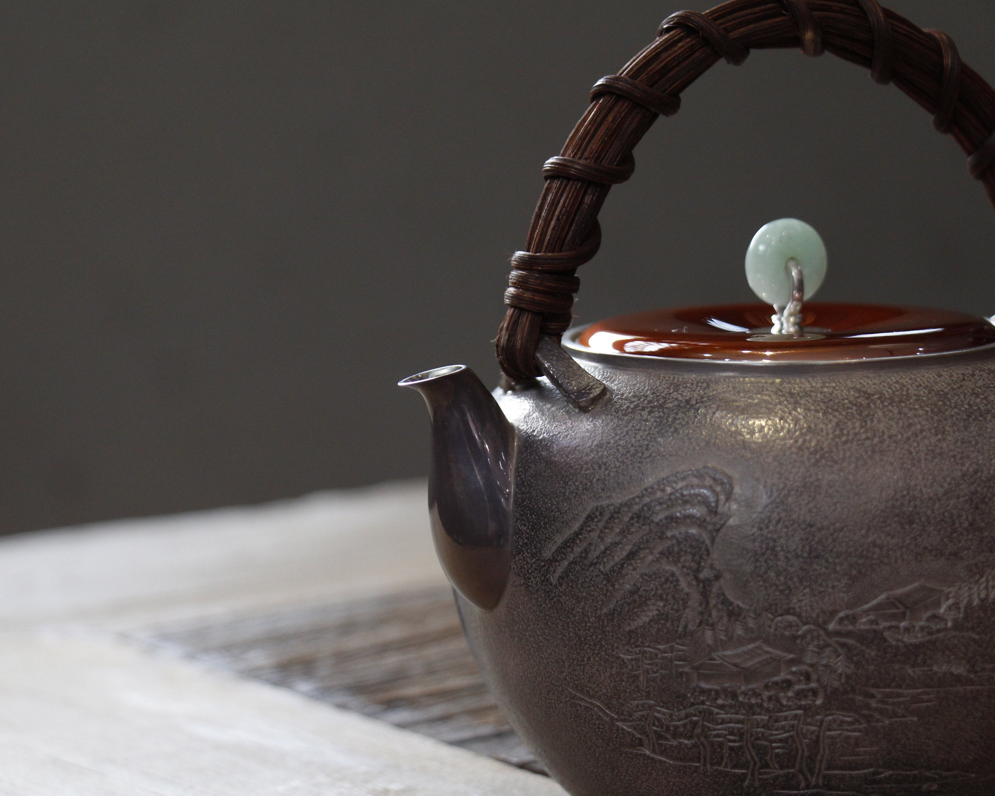 Dayatang Landscape Vine Handle Purple Silver Teapot