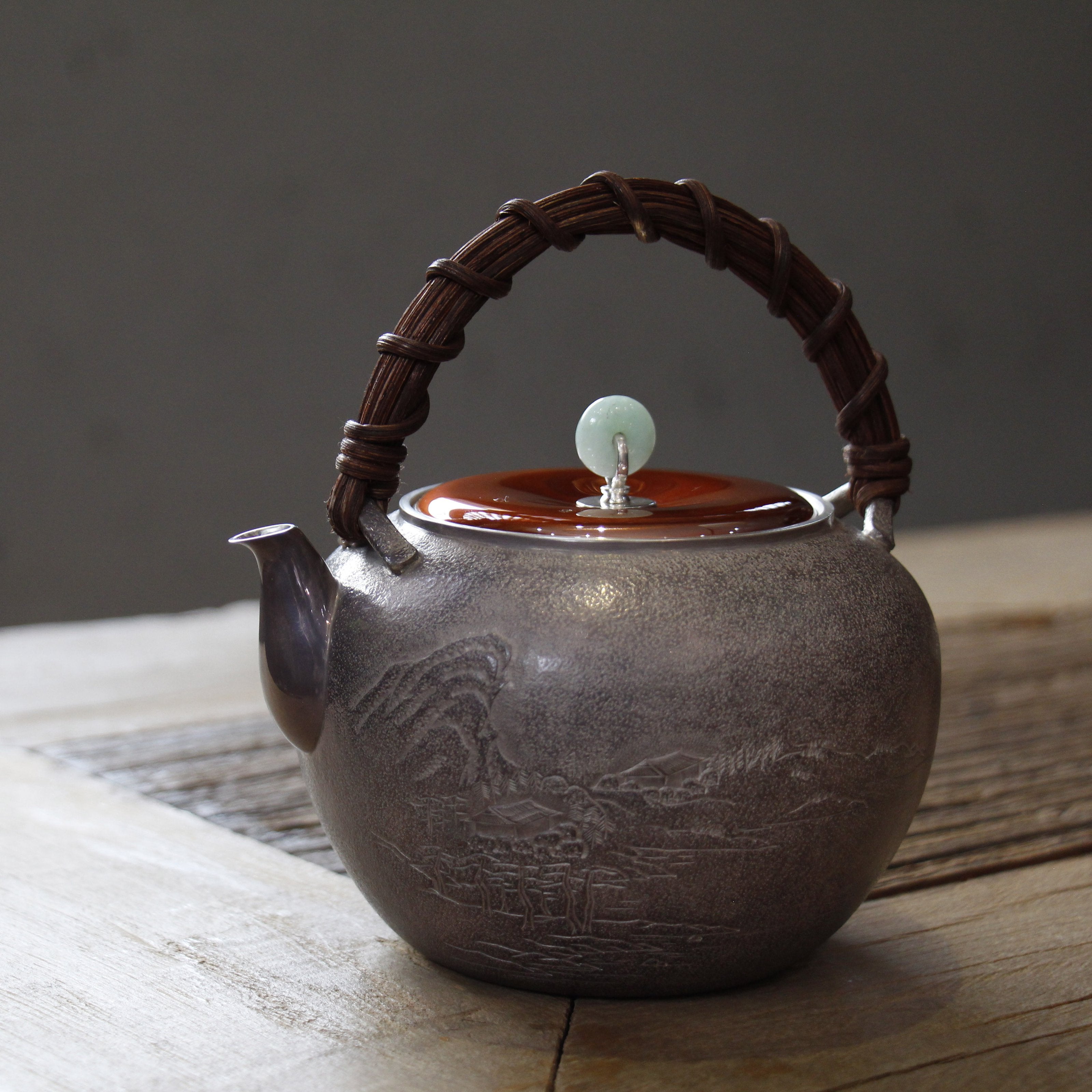 Dayatang Landscape Vine Handle Purple Silver Teapot