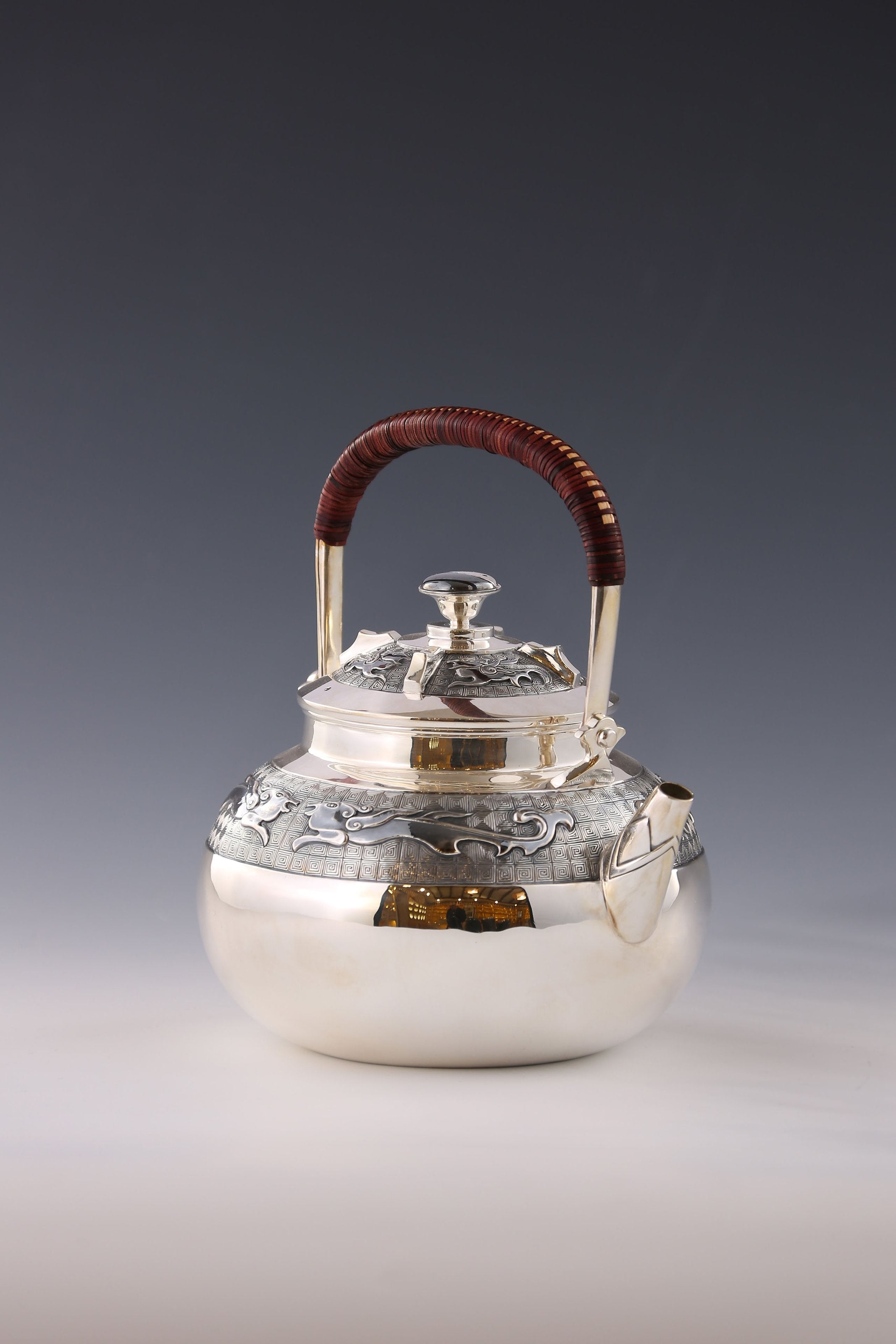 Prosperous Era Taotie Pattern Silver Teapot Series