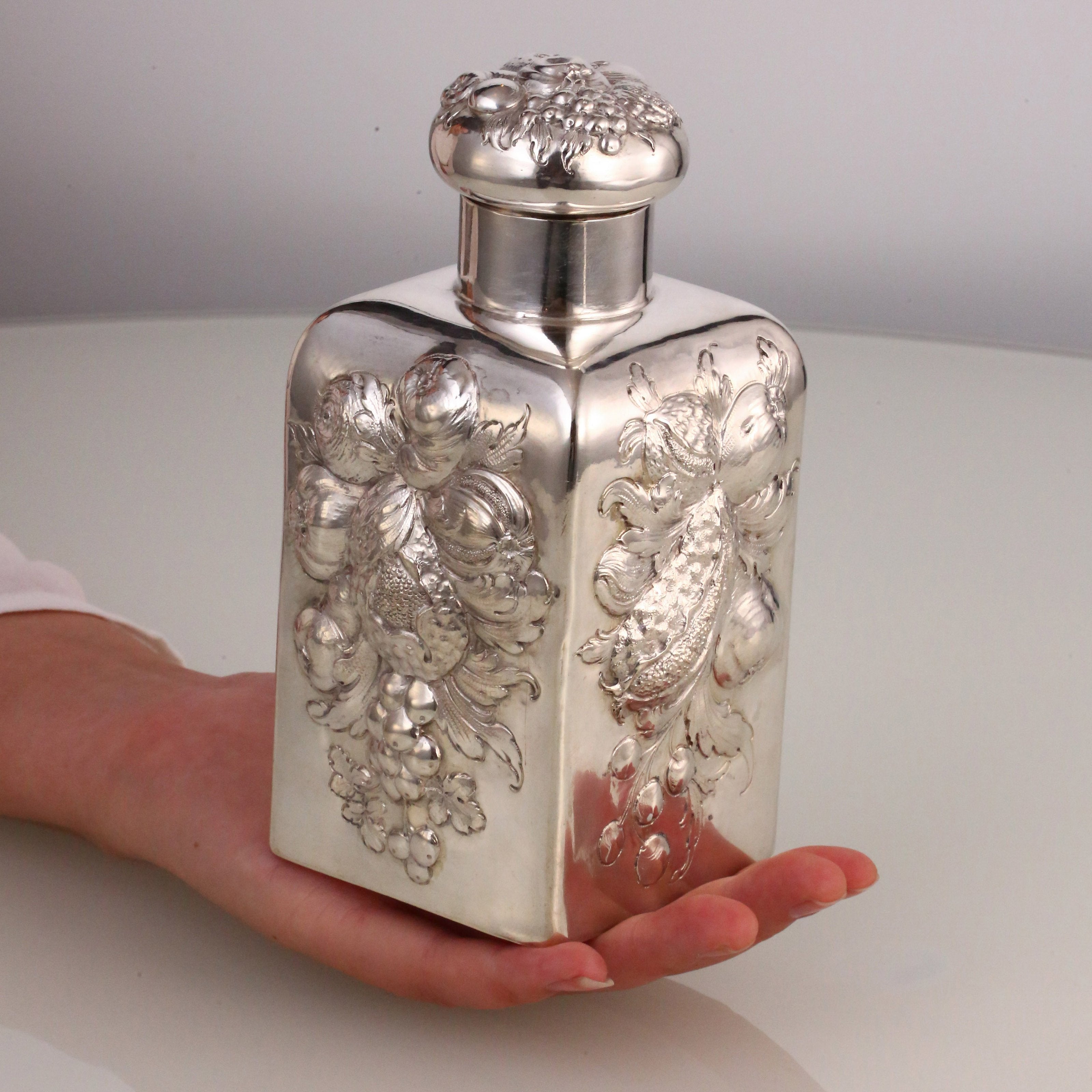A Fruitful Result – A 19th-Century Tea Canister with High Relief Sterling Silver