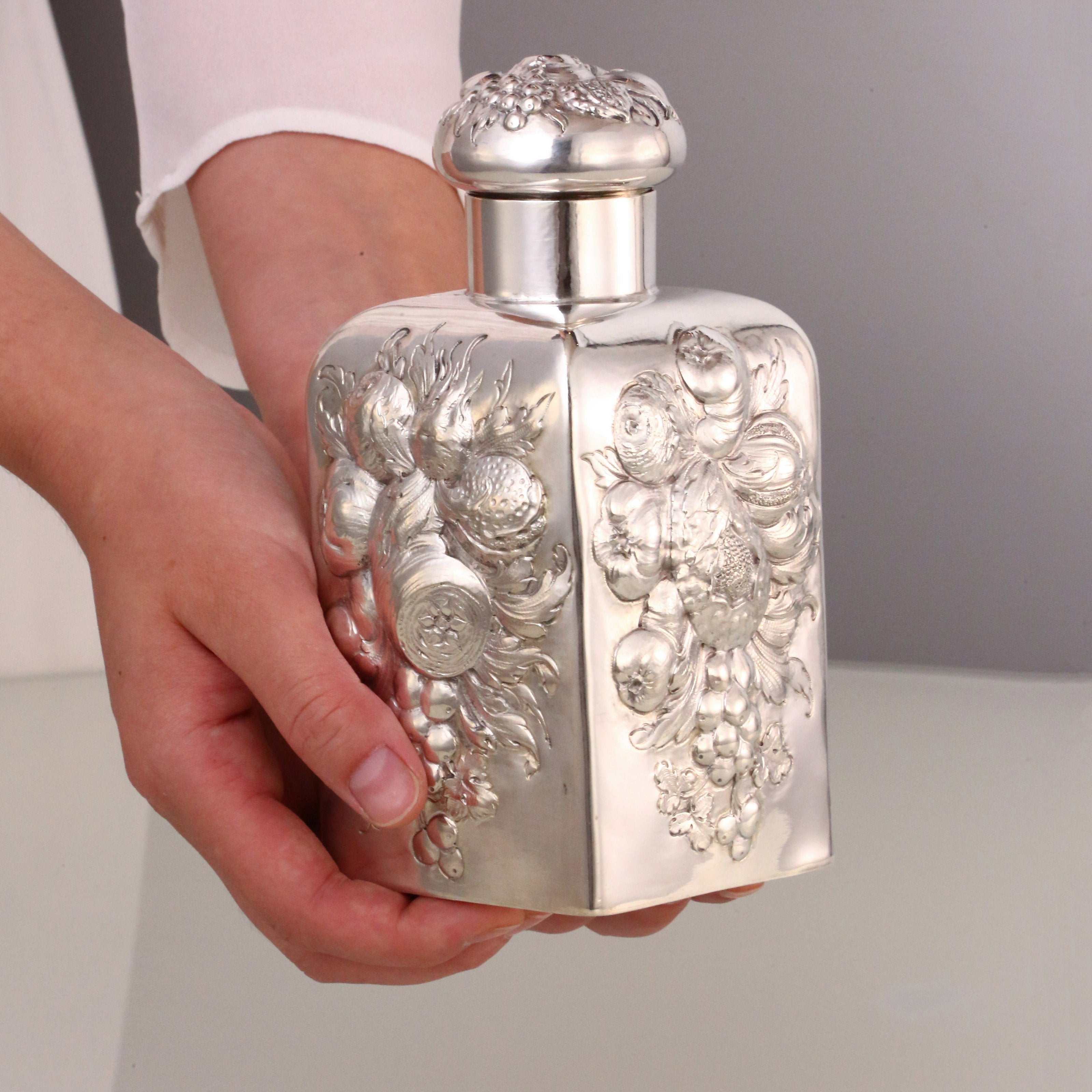 A Fruitful Result – A 19th-Century Tea Canister with High Relief Sterling Silver