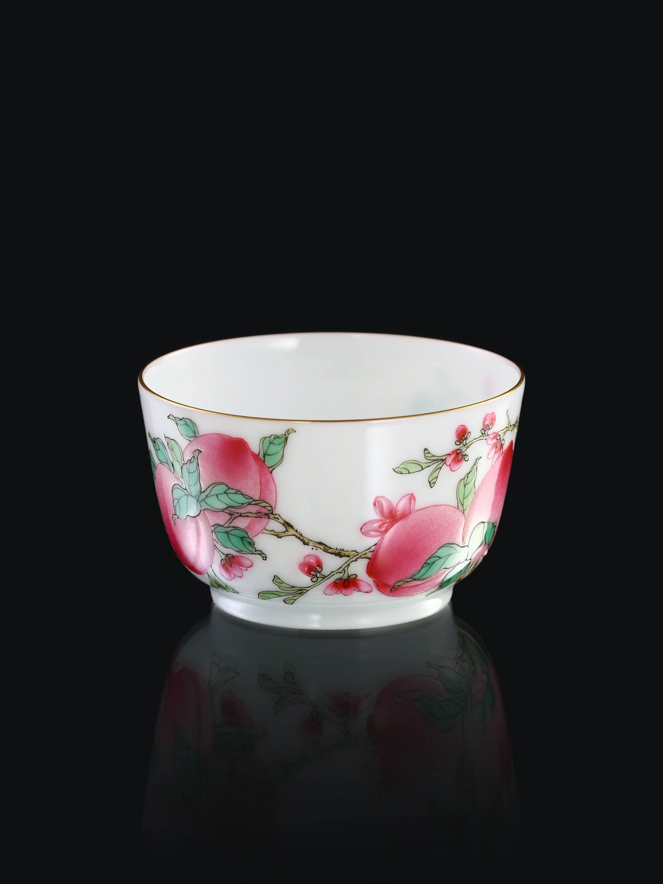 Four Peach Brocade Cup