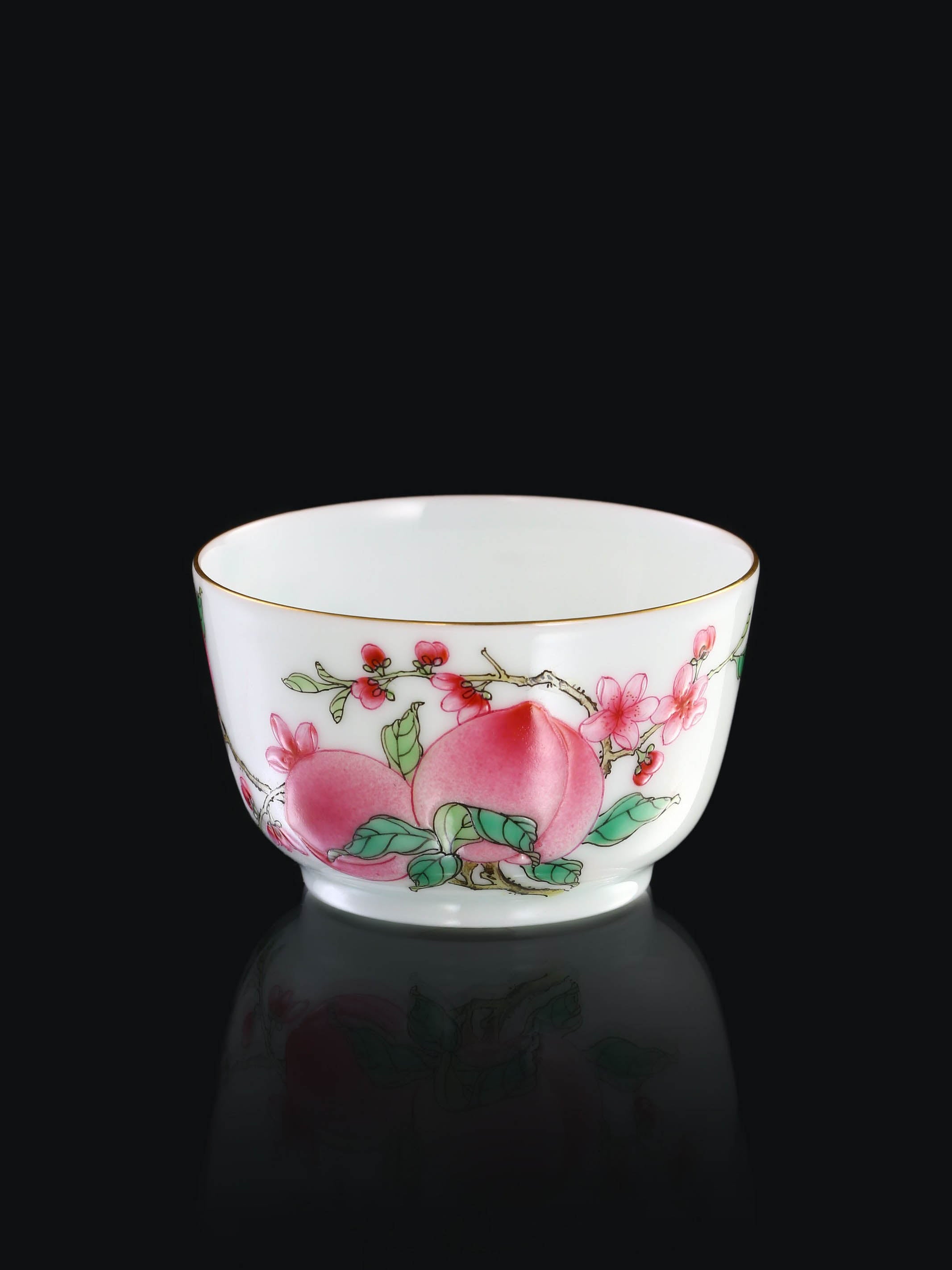 Four Peach Brocade Cup