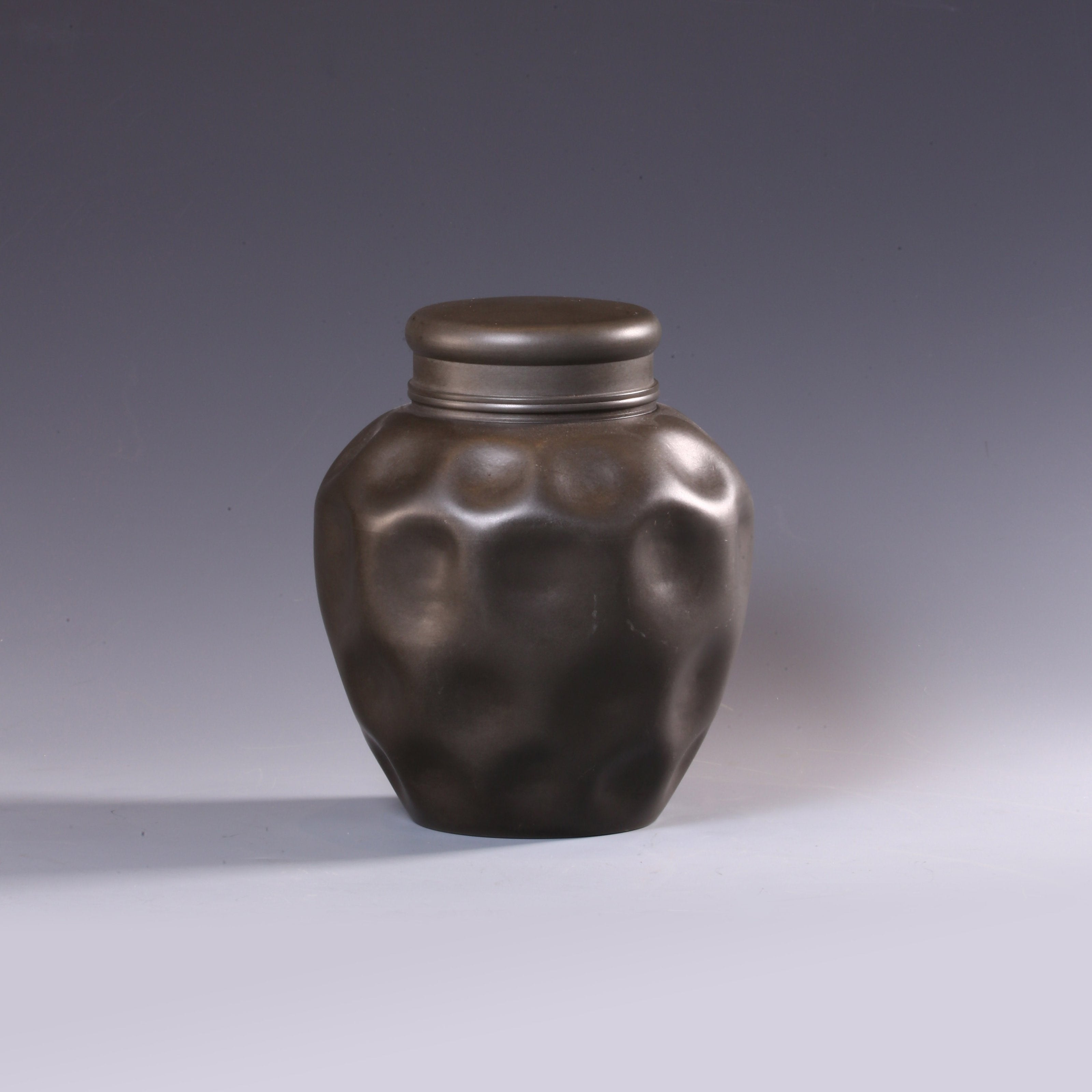 Pine Tree Brewing the Moon over the Stream - Antique Pure Tin Tea Canister