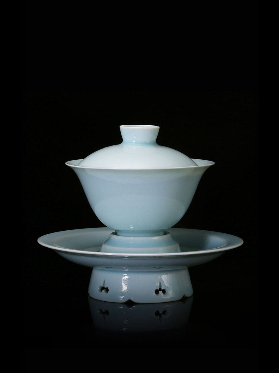 Dayazhai-made Song Dynasty-style Hutian Kiln Shadow Blue Glazed Rain-After-Rain Sky Blue Conical Hat Cup/Jianshui/Rolled Mouth Cup