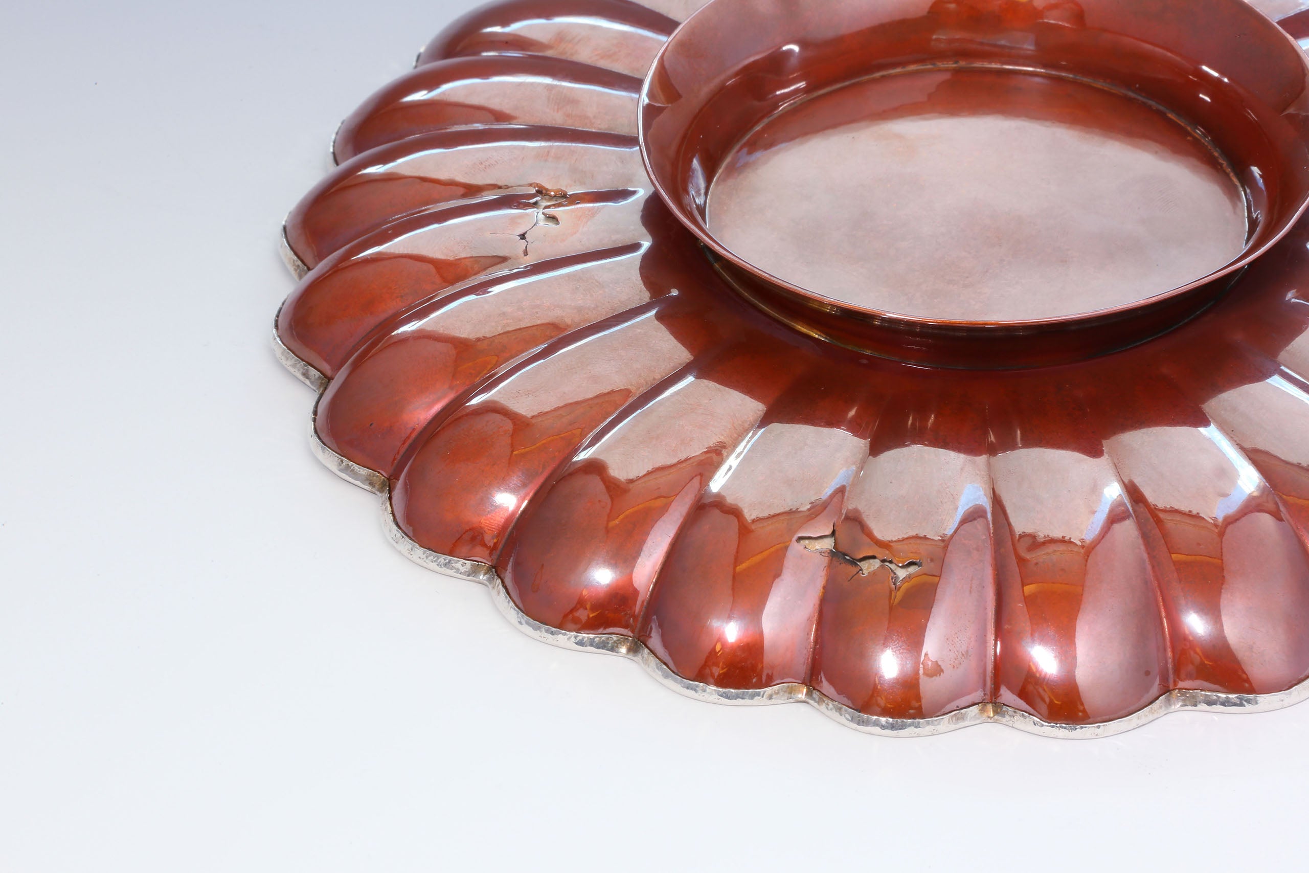 Song Dynasty Chrysanthemum Petal Copper-Wrapped Silver Tea Tray
