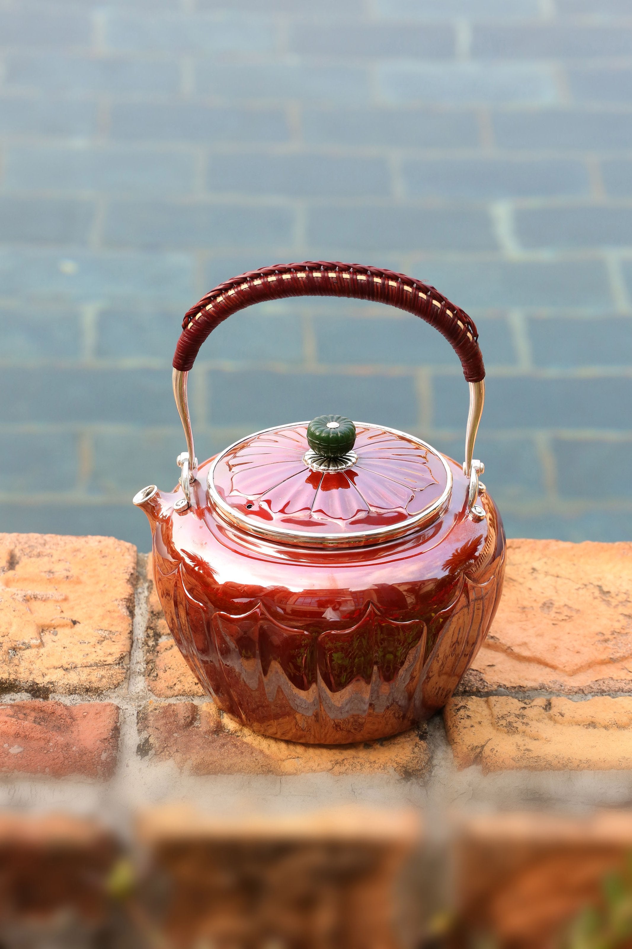 Song Dynasty Lotus Petal Copper-Plated Silver Teapot