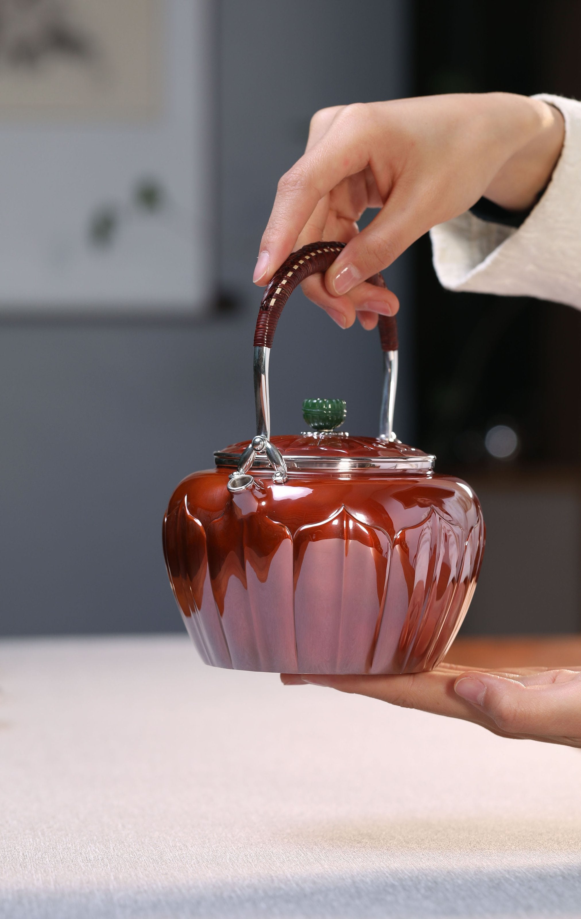 Song Dynasty Lotus Petal Copper-Plated Silver Teapot