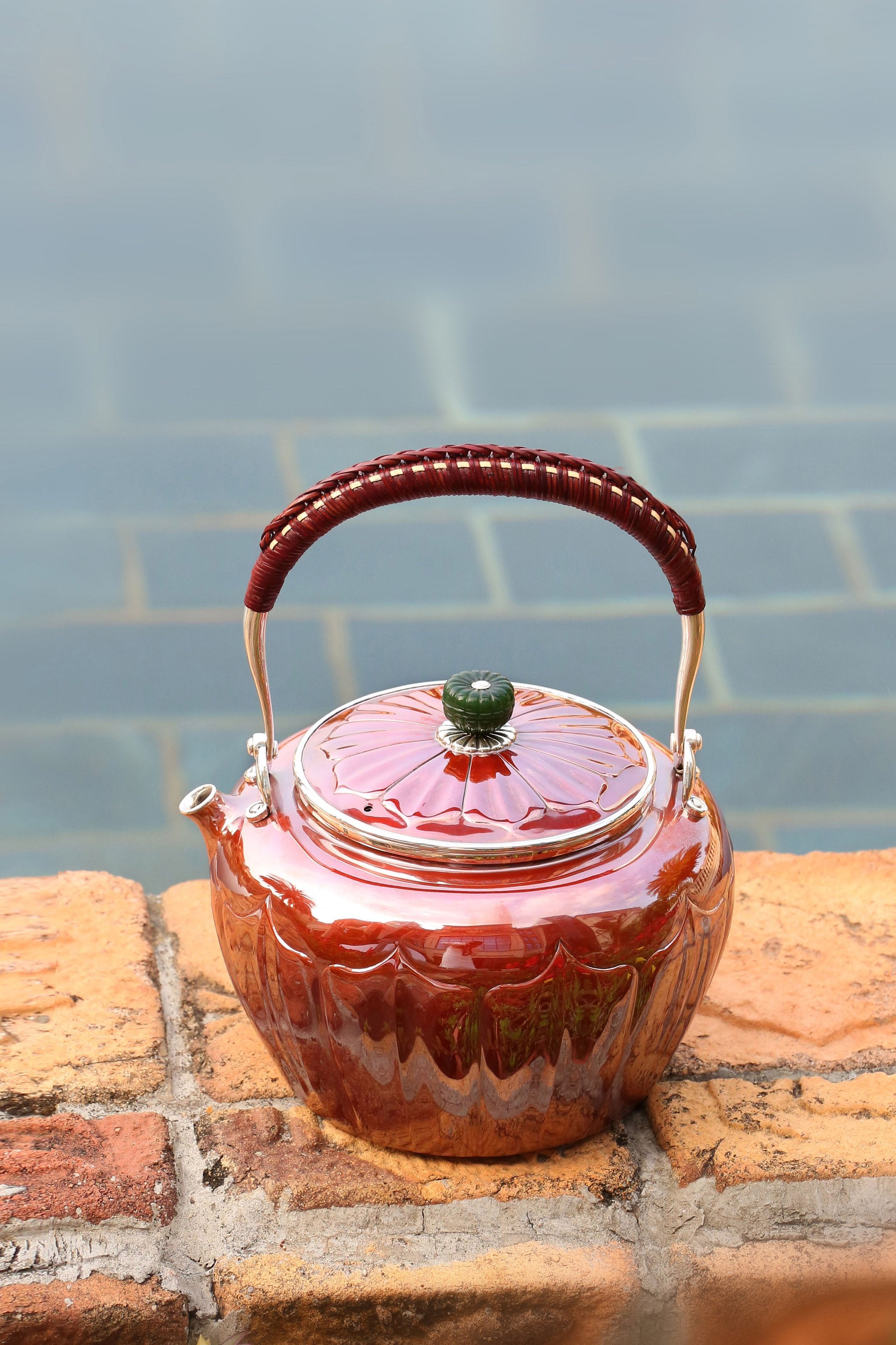 Song Dynasty Lotus Petal Copper-Plated Silver Teapot