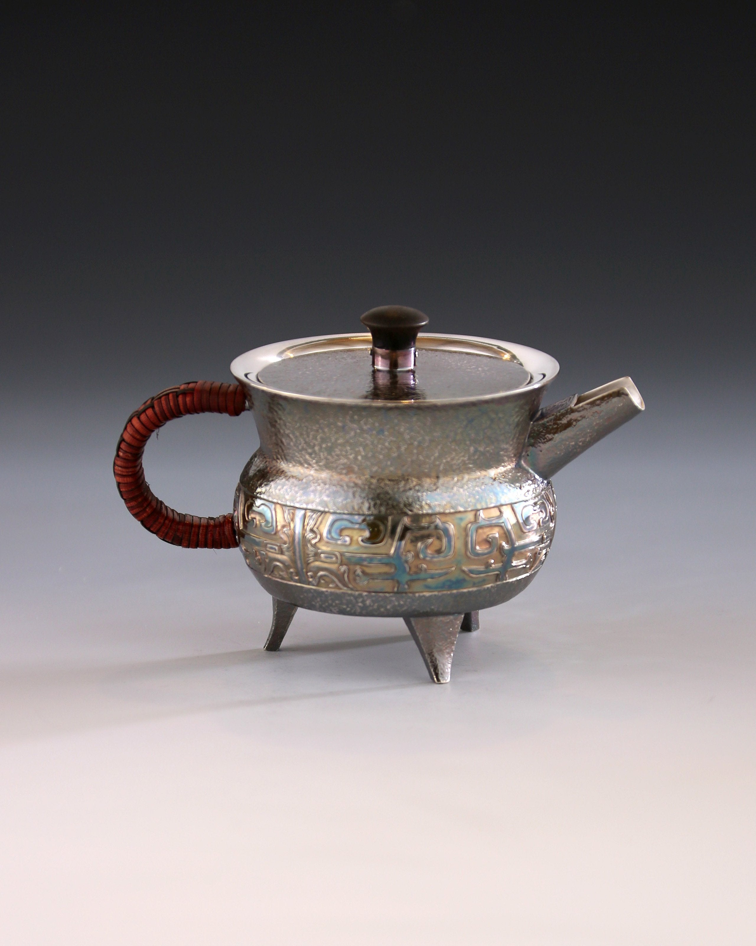 Taotie Pattern Jue-Shaped Silver Pot