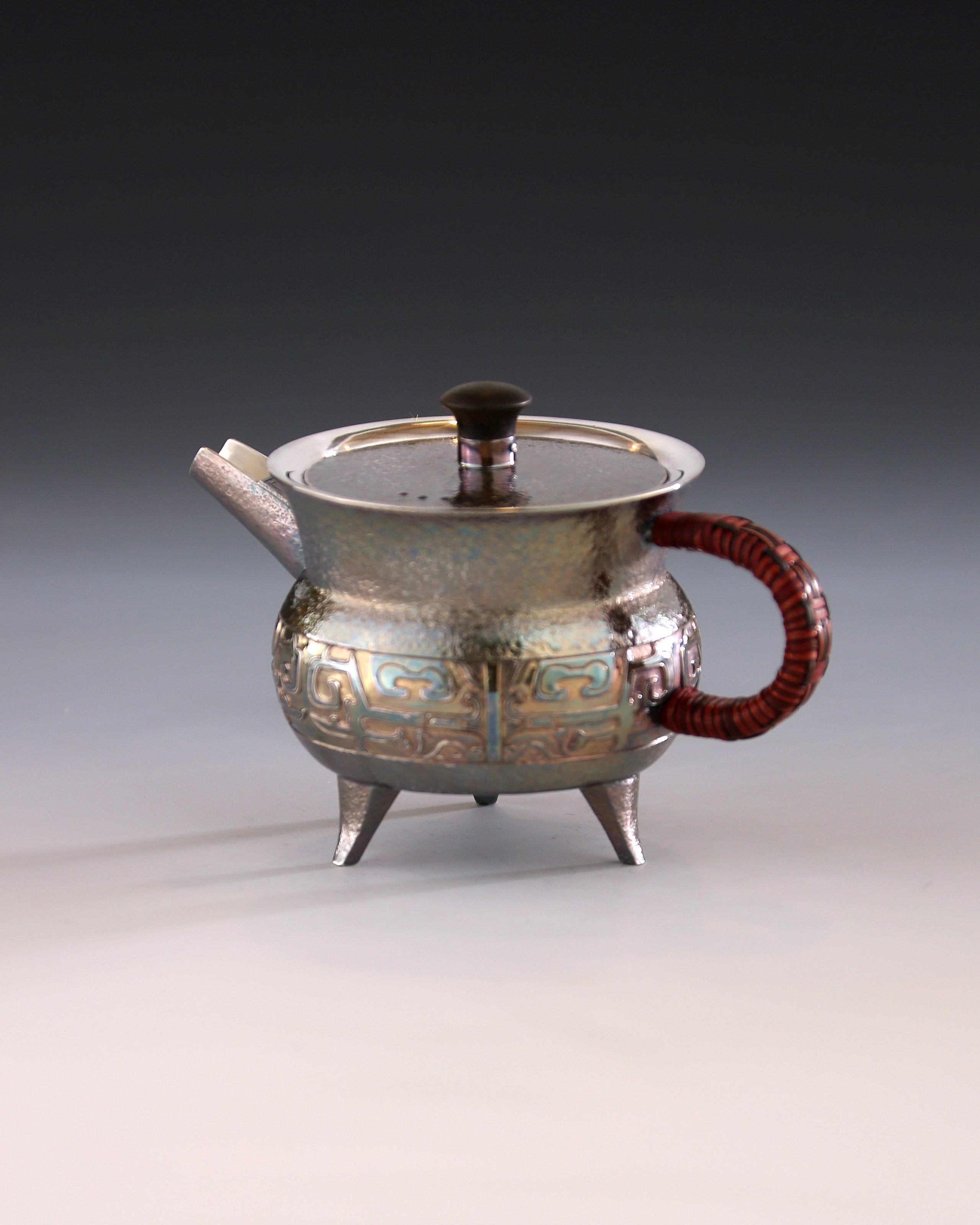 Taotie Pattern Jue-Shaped Silver Pot