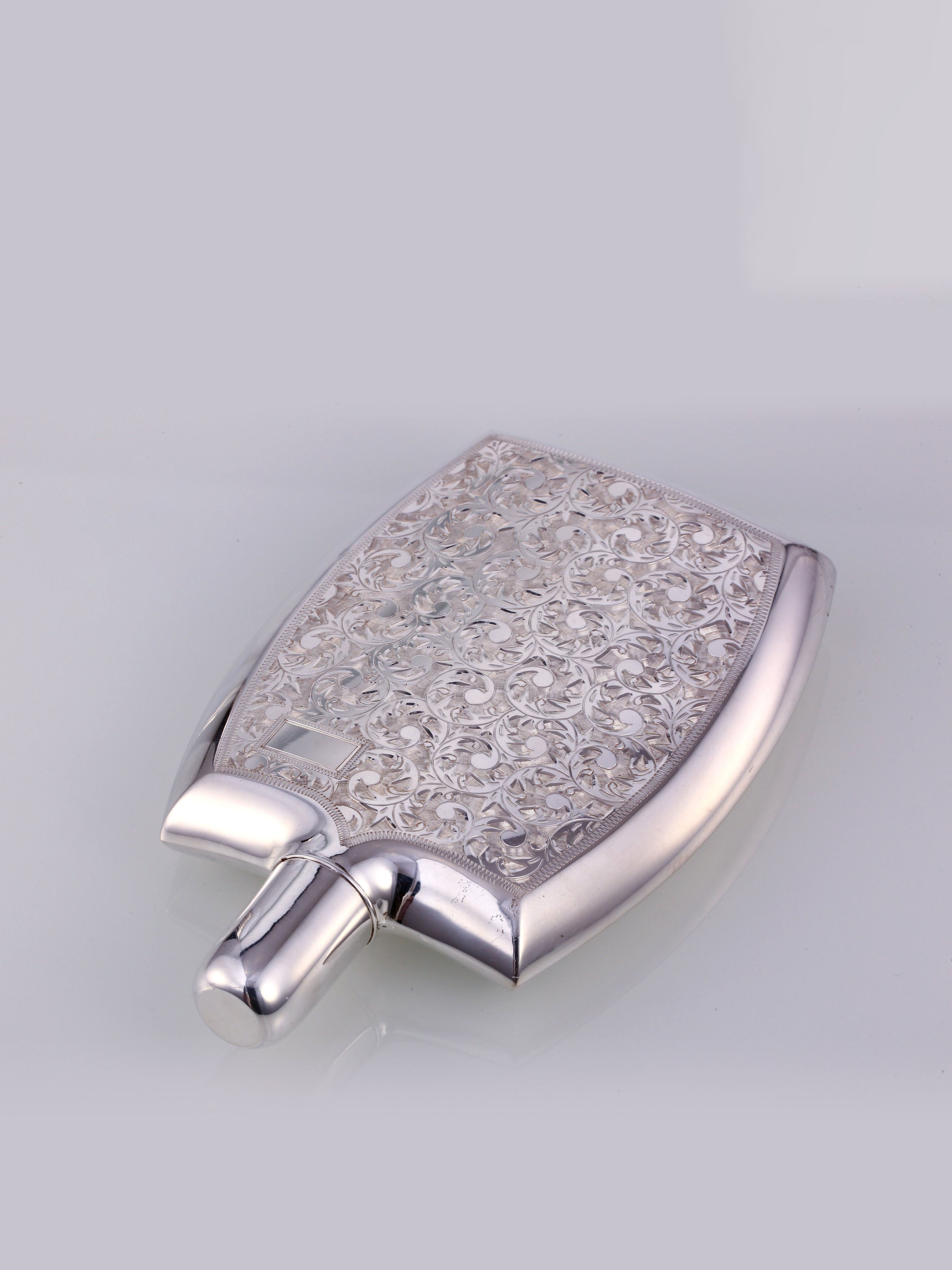 Sterling Silver Antique Carved Wine Flask