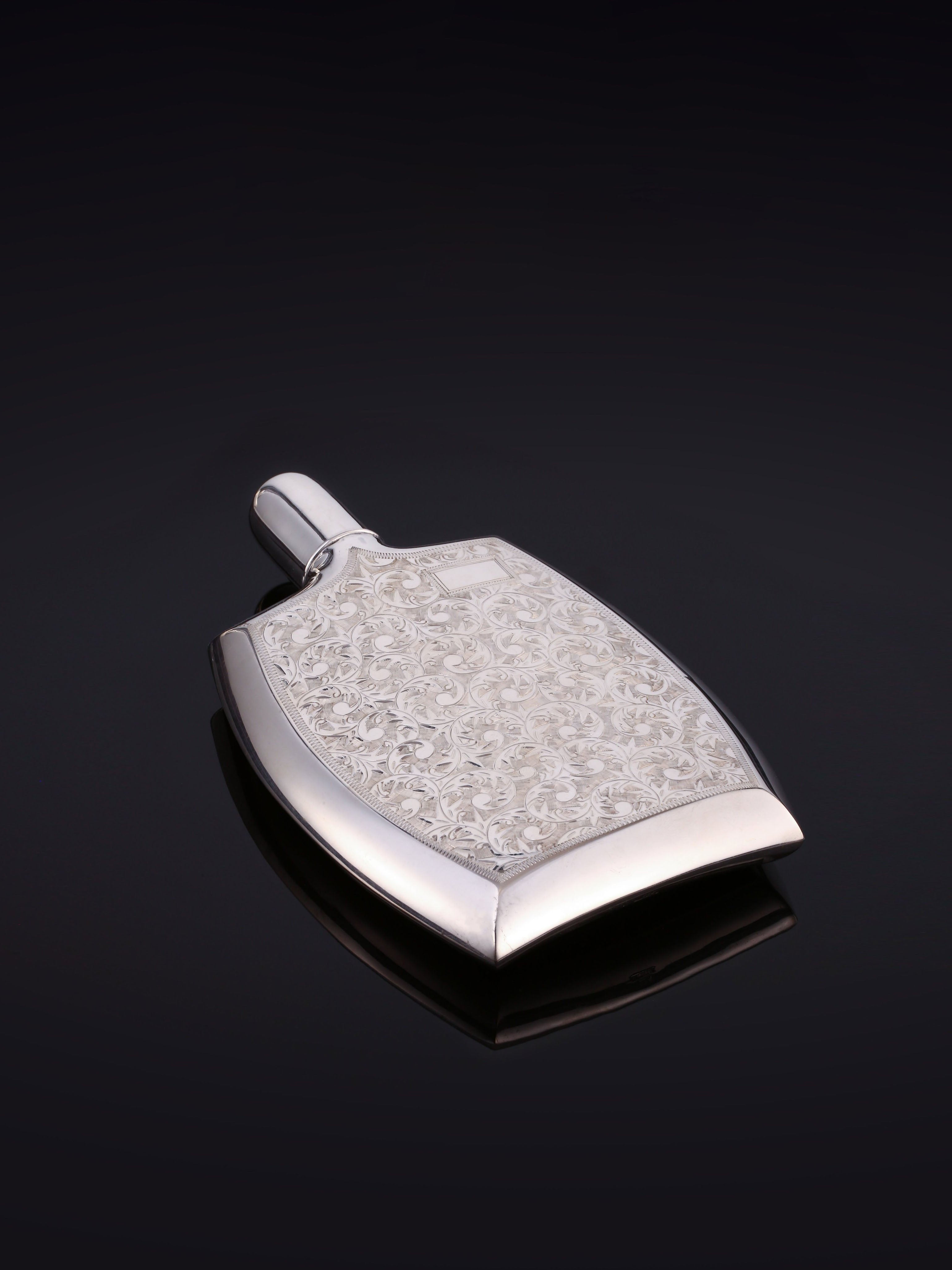 Sterling Silver Antique Carved Wine Flask