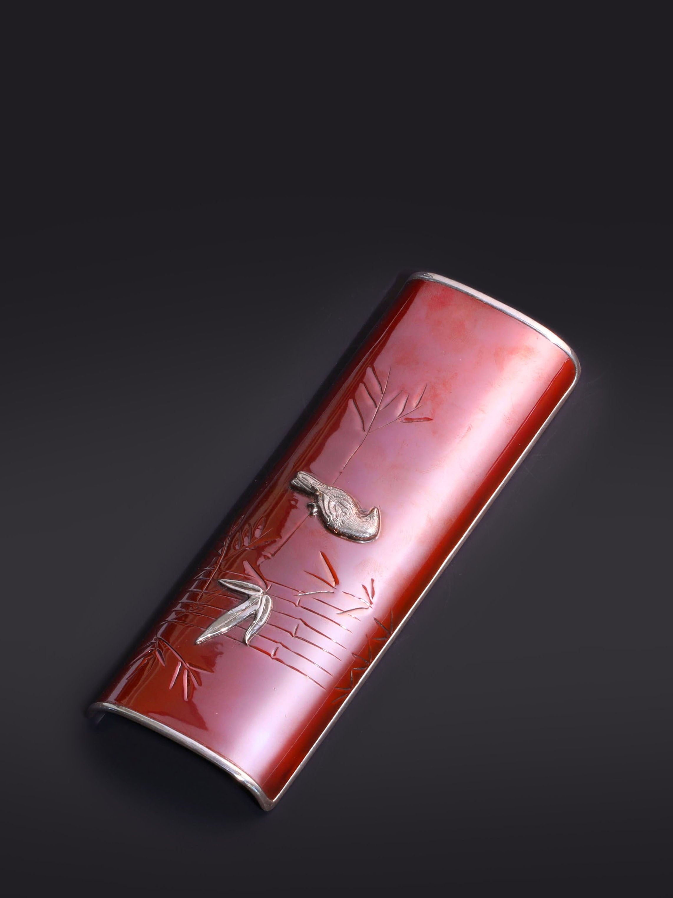 Copper-wrapped silver flower bird tea scoop