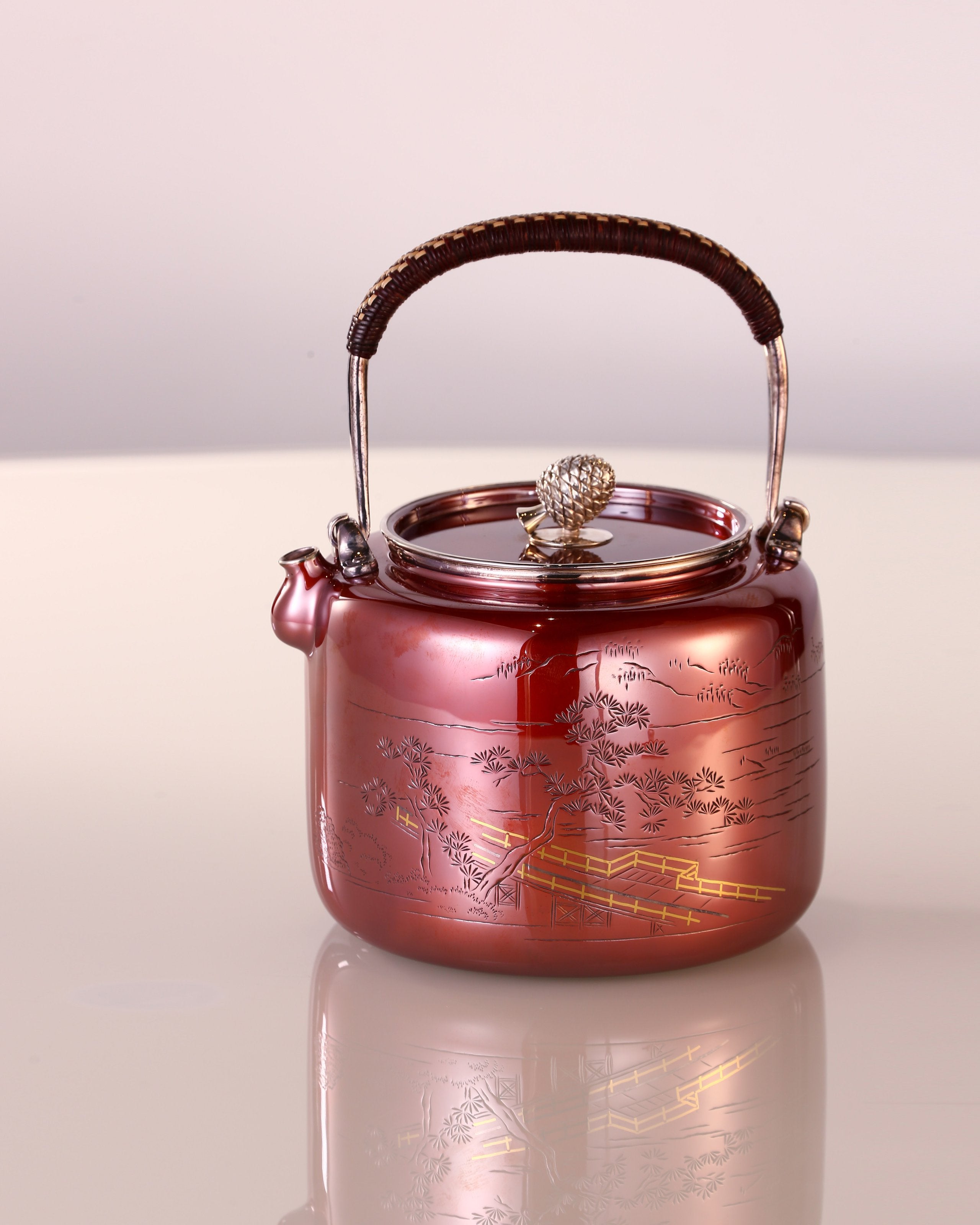 Copper-plated Silver Pine Bridge Silver Teapot