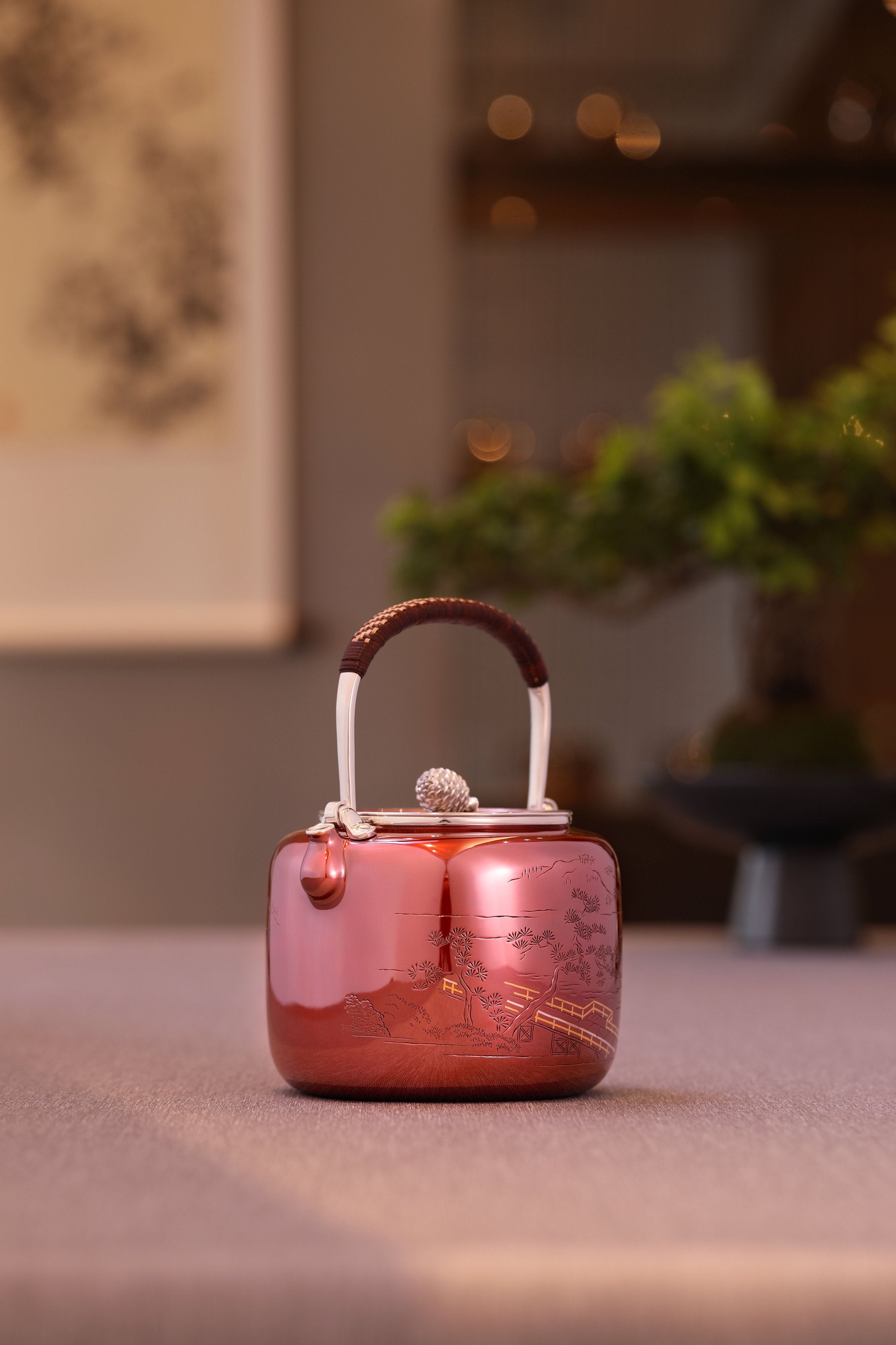 Copper-plated Silver Pine Bridge Silver Teapot