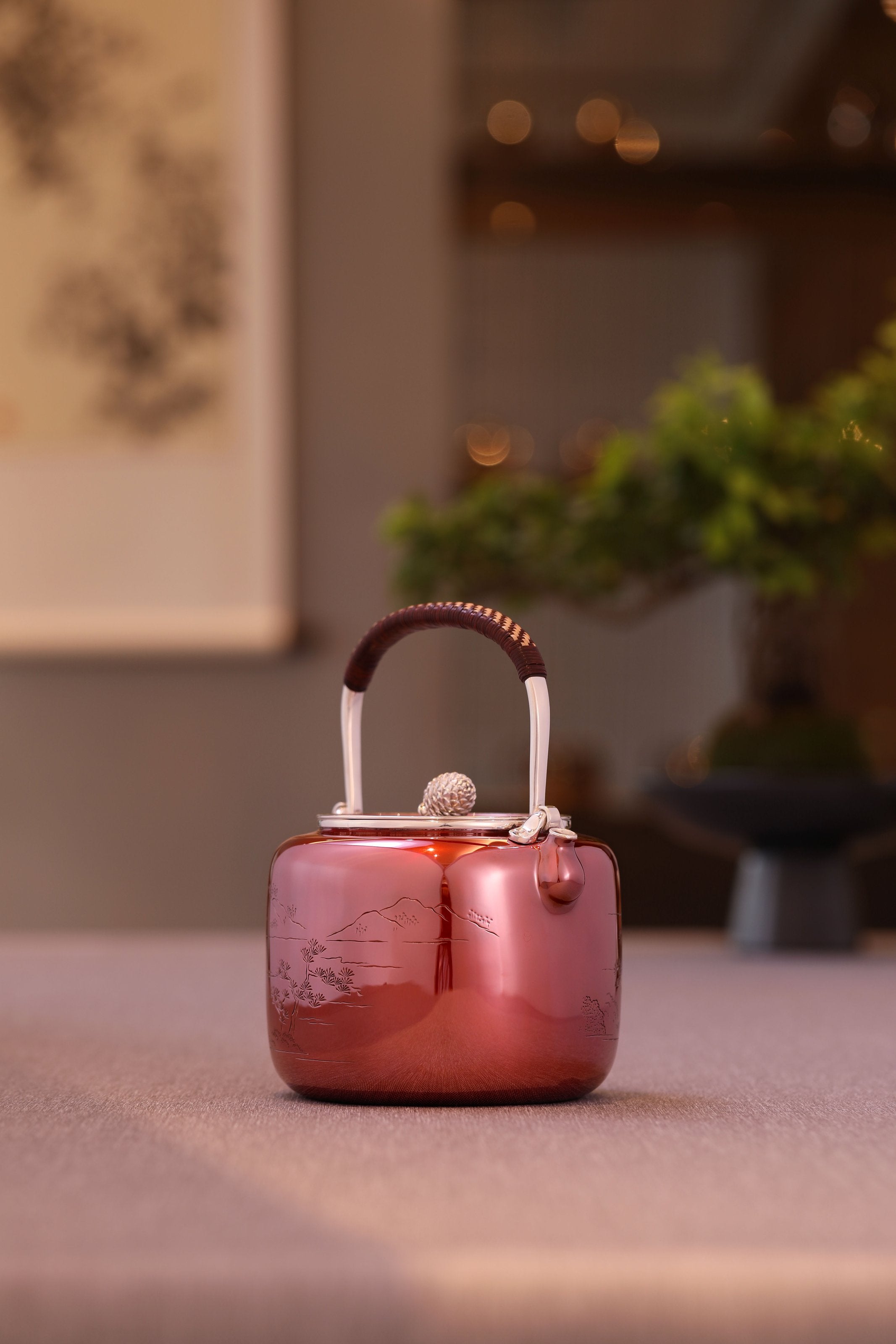 Copper-plated Silver Pine Bridge Silver Teapot
