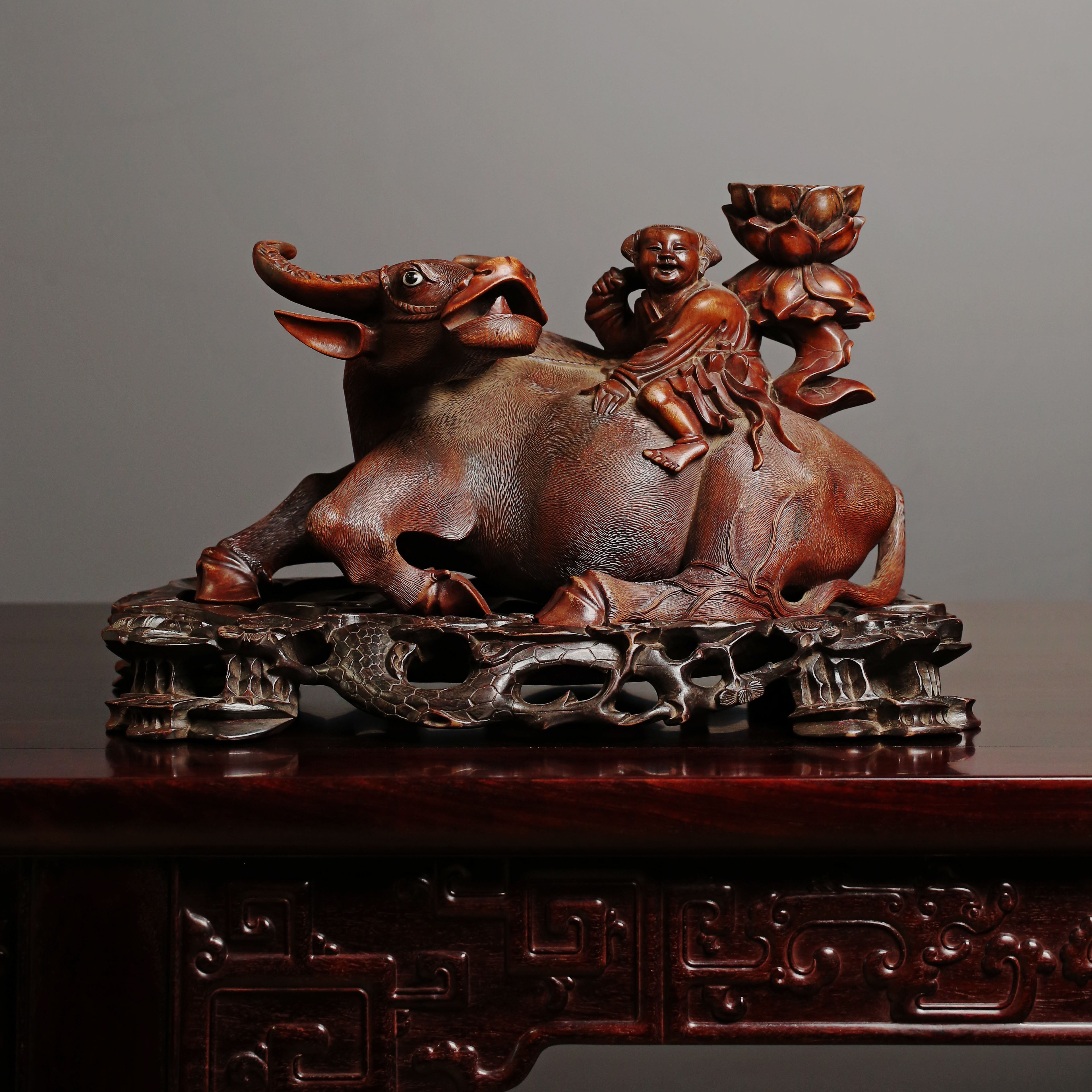 Reclining Ox Wood Carving