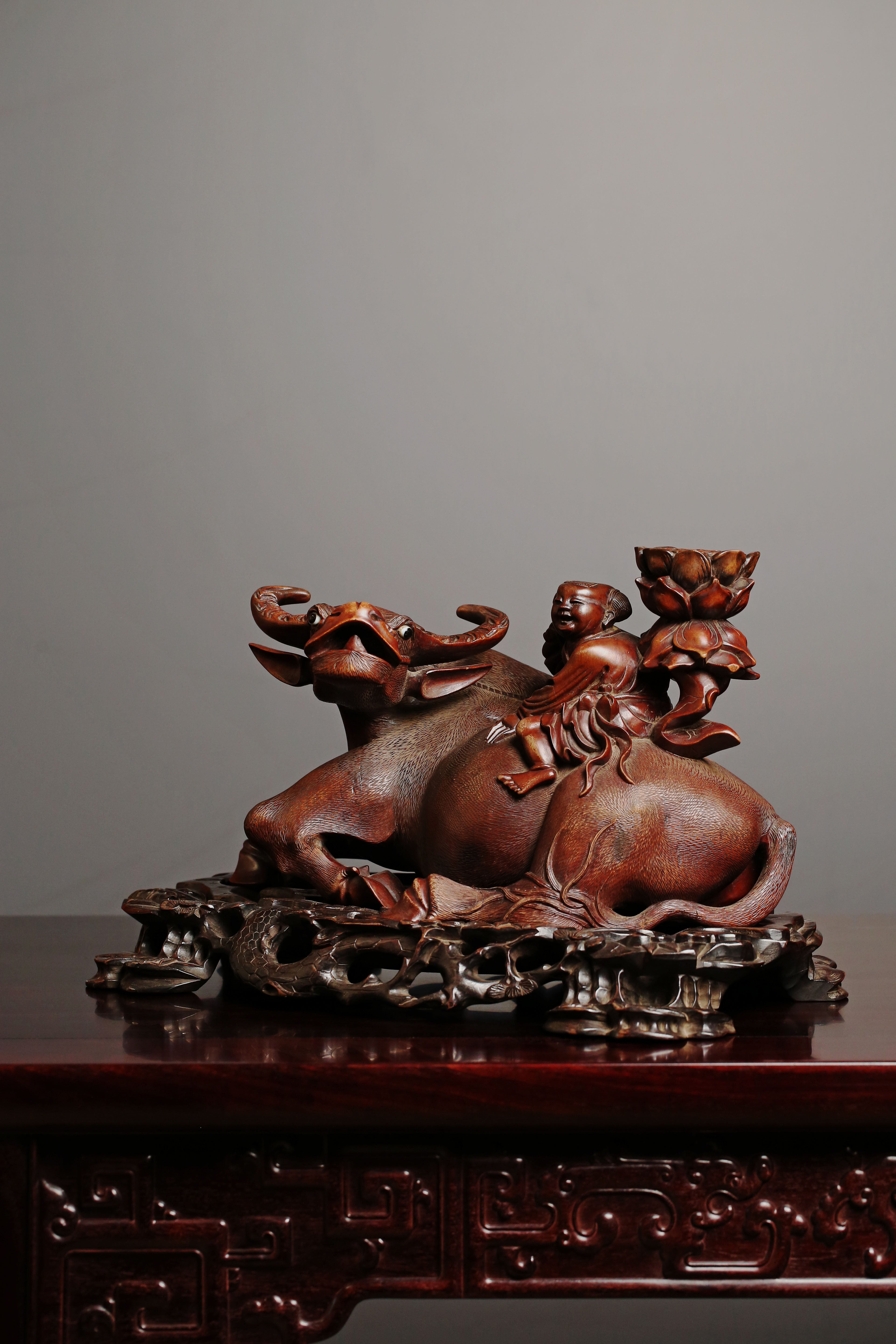 Reclining Ox Wood Carving