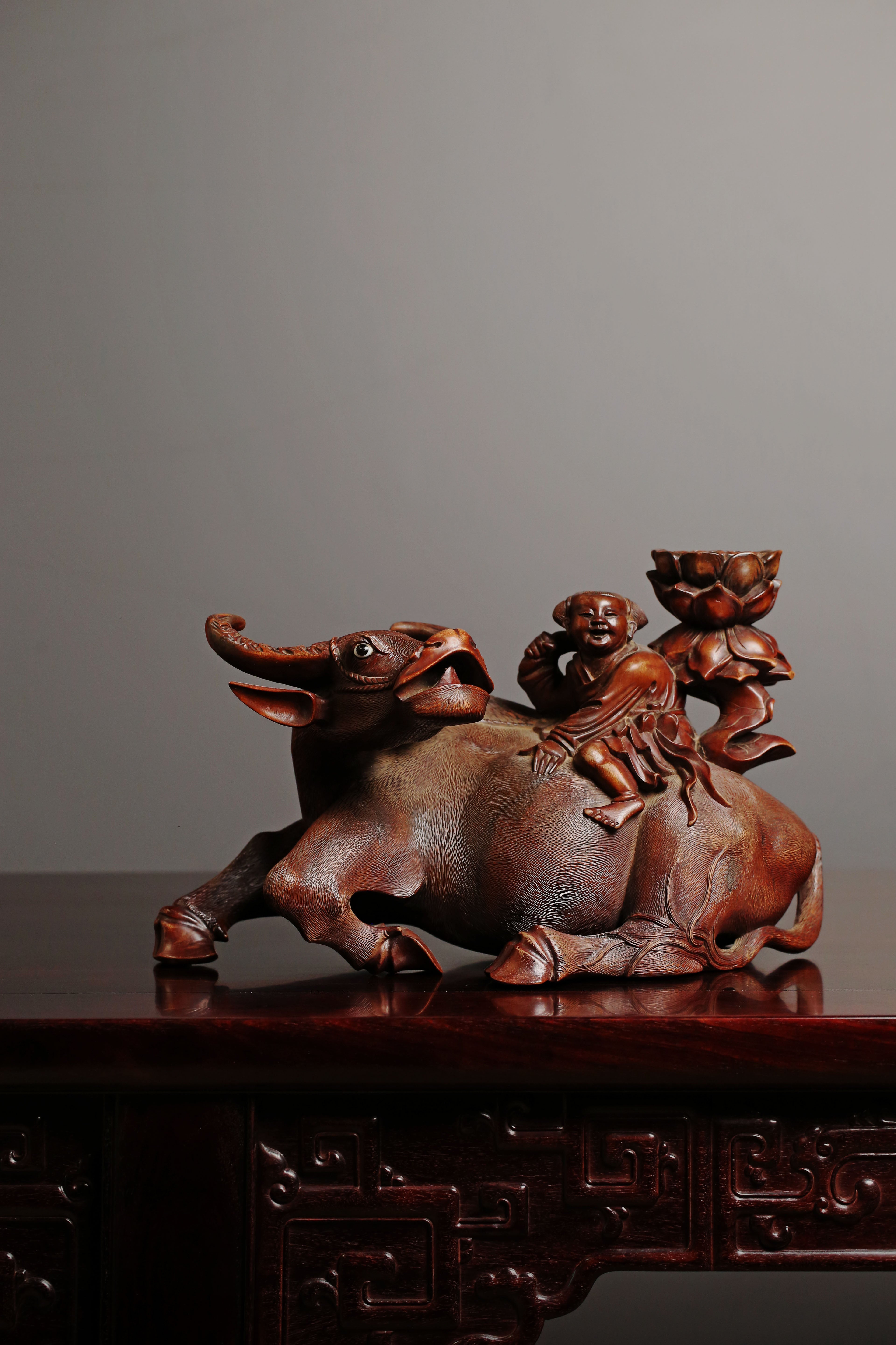 Reclining Ox Wood Carving