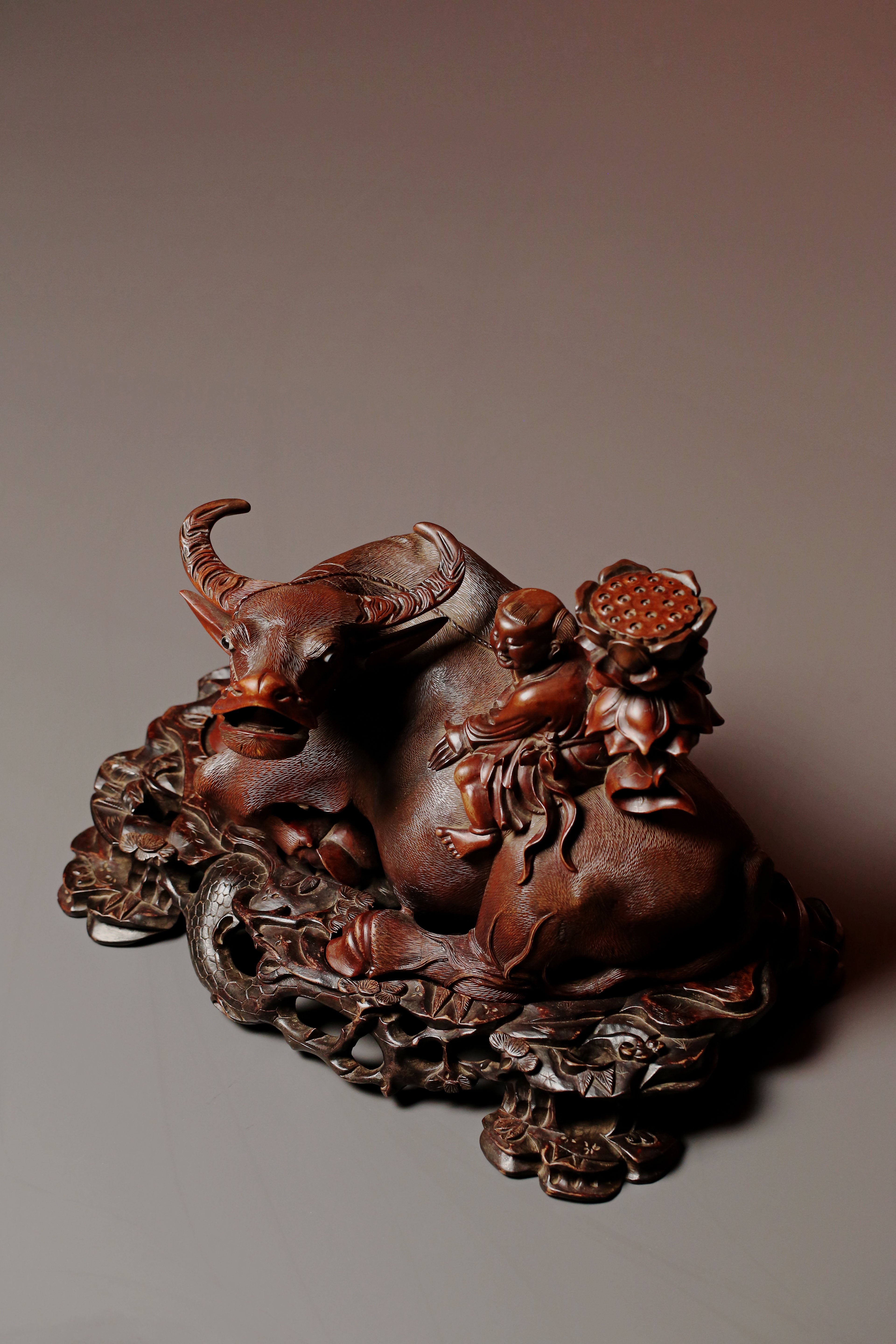 Reclining Ox Wood Carving