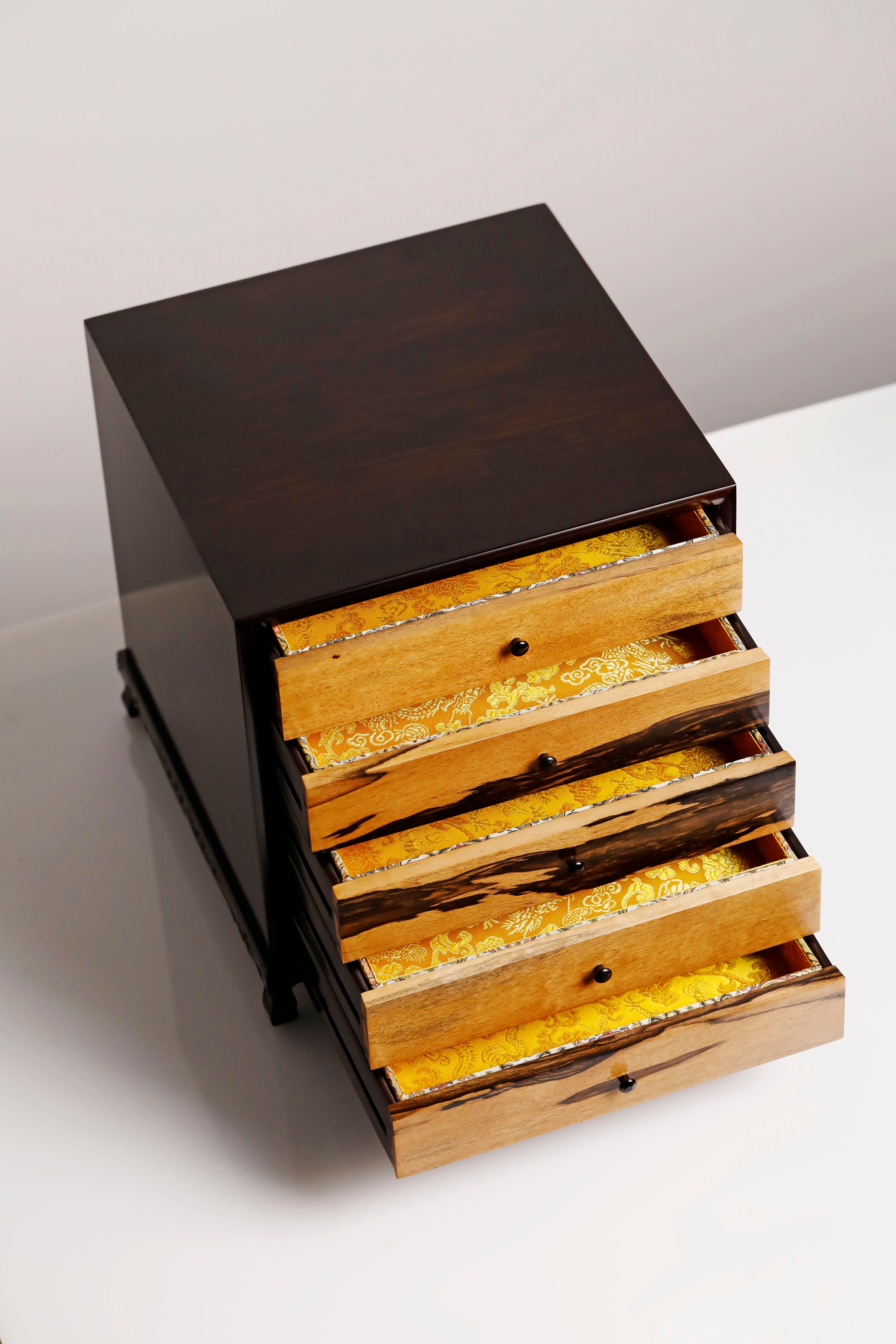 Purple sandalwood and black sandalwood sideboard for five-tiered tea set