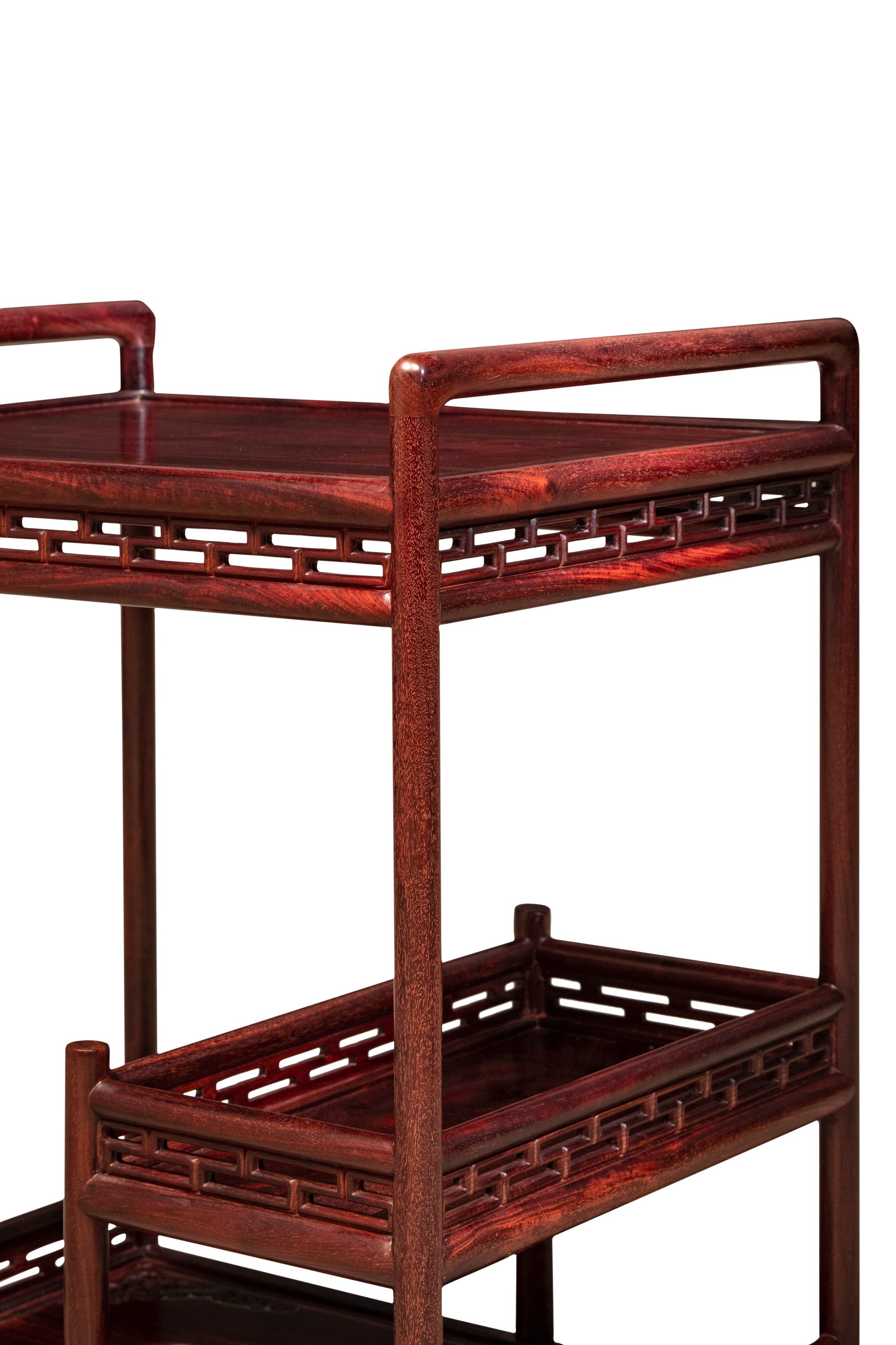 Zambian rosewood tea stand with five auspicious patterns