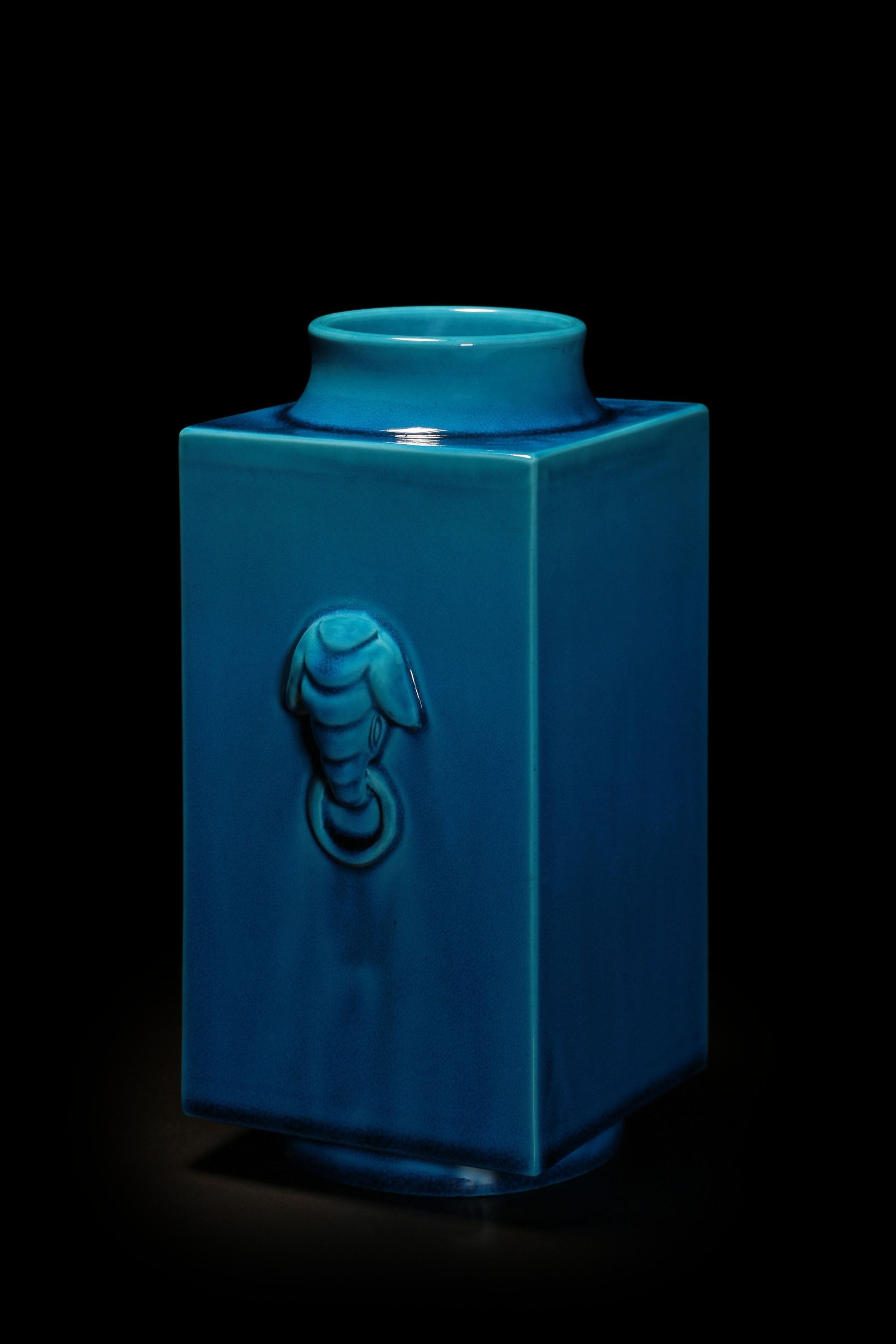 Peacock Blue Elephant Ear Square Bottle