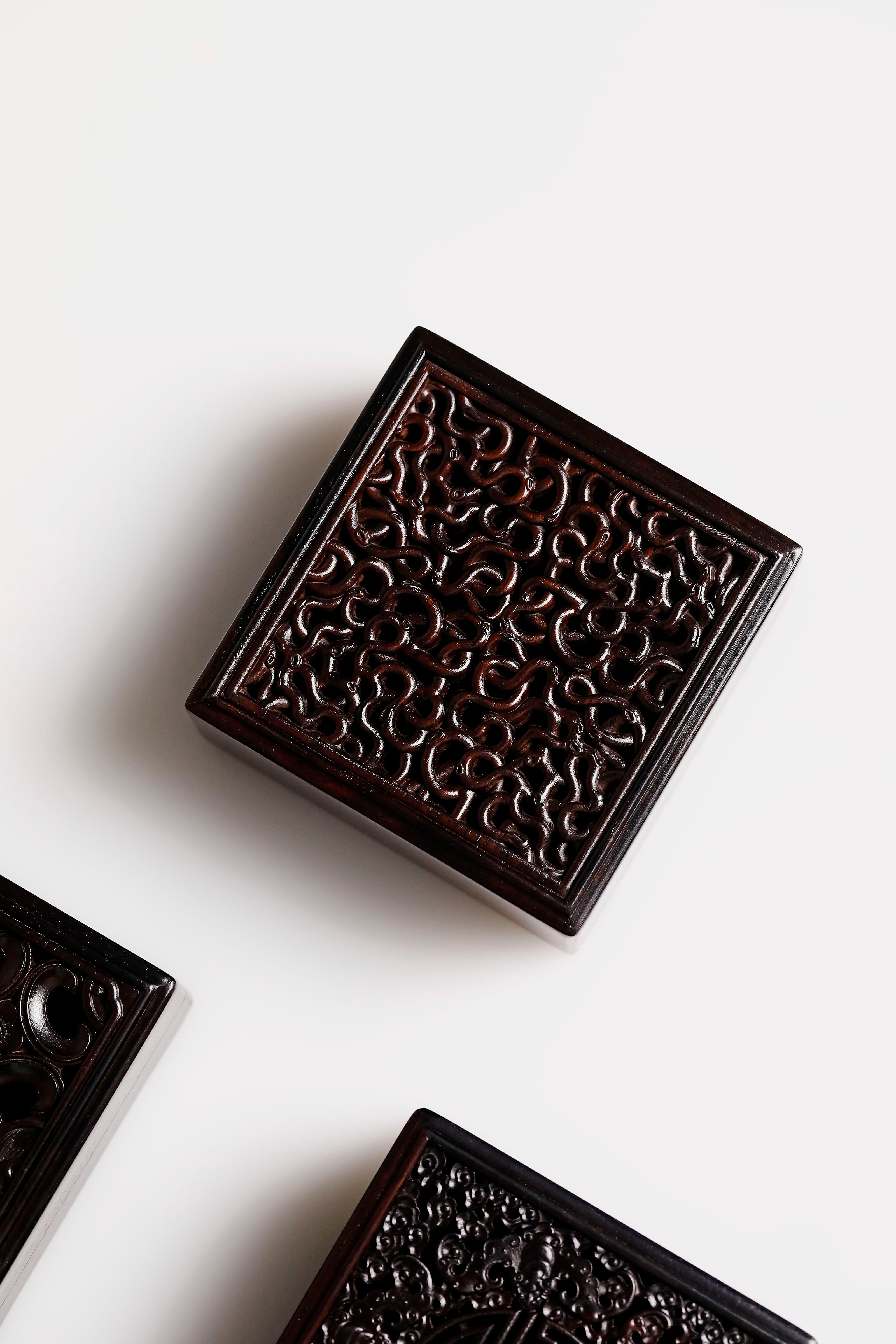 Purple sandalwood openwork incense box