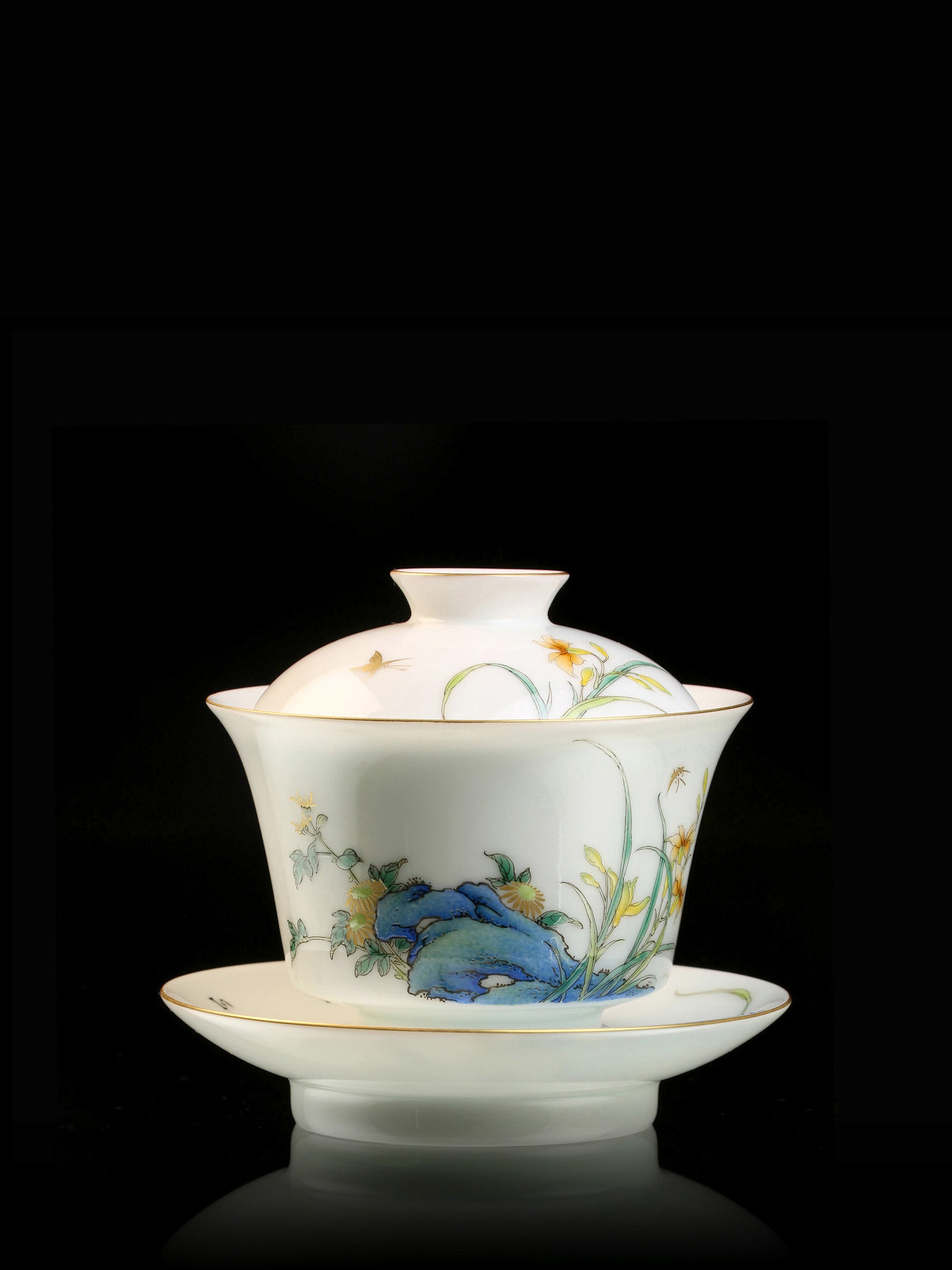 Daylily-shaped covered bowl/tea cup