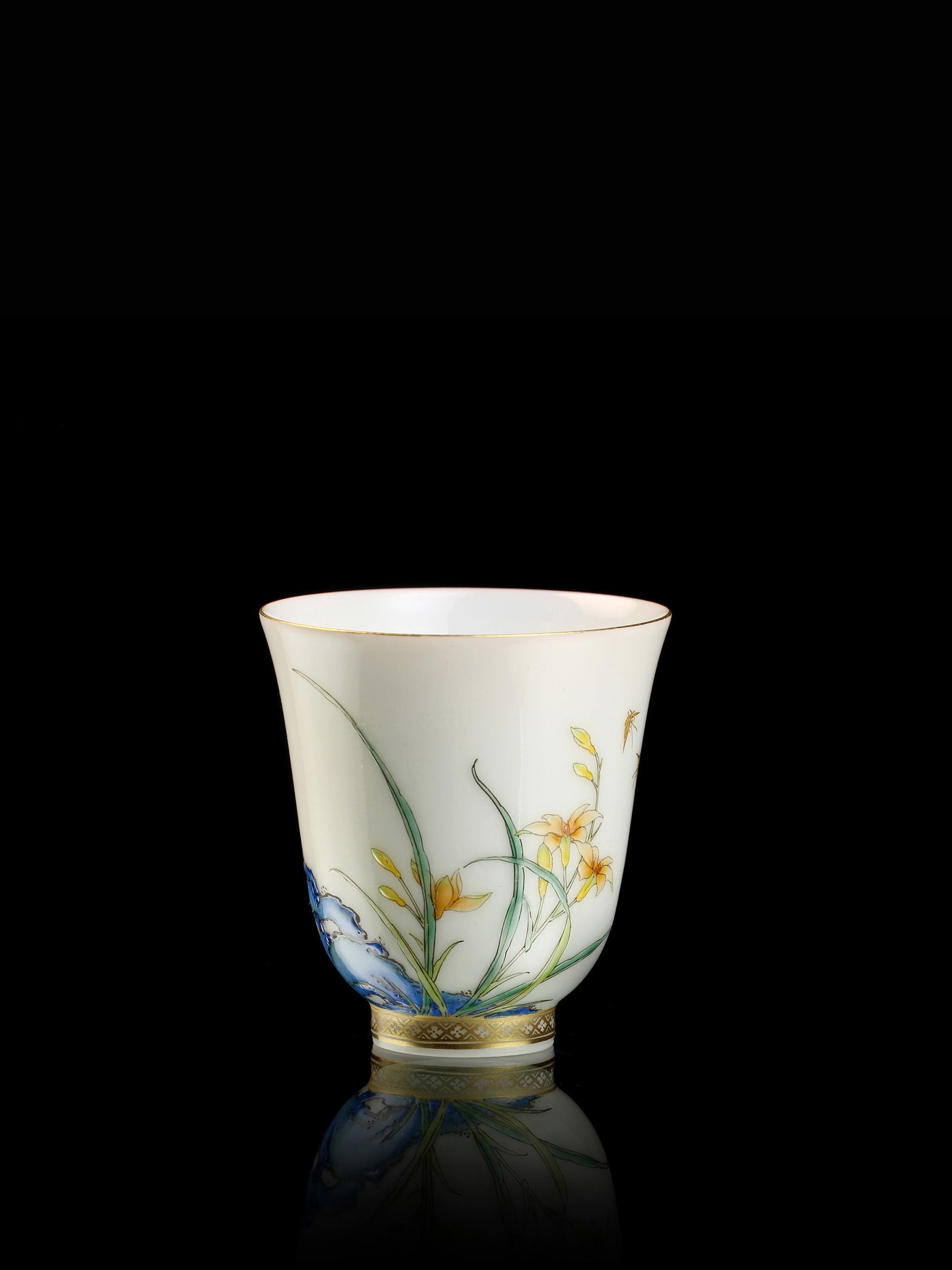 Daylily-shaped covered bowl/tea cup