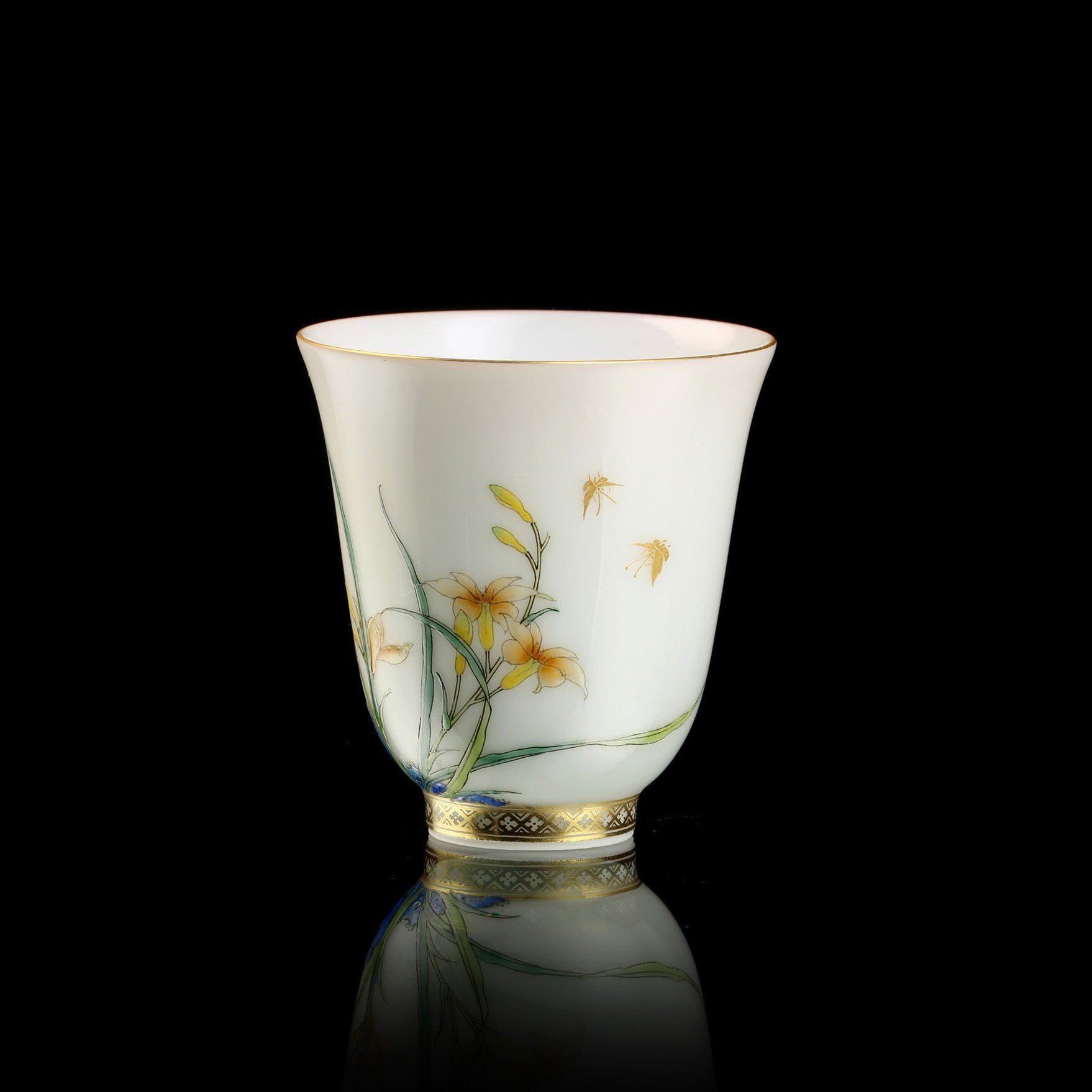 Daylily-shaped covered bowl/tea cup