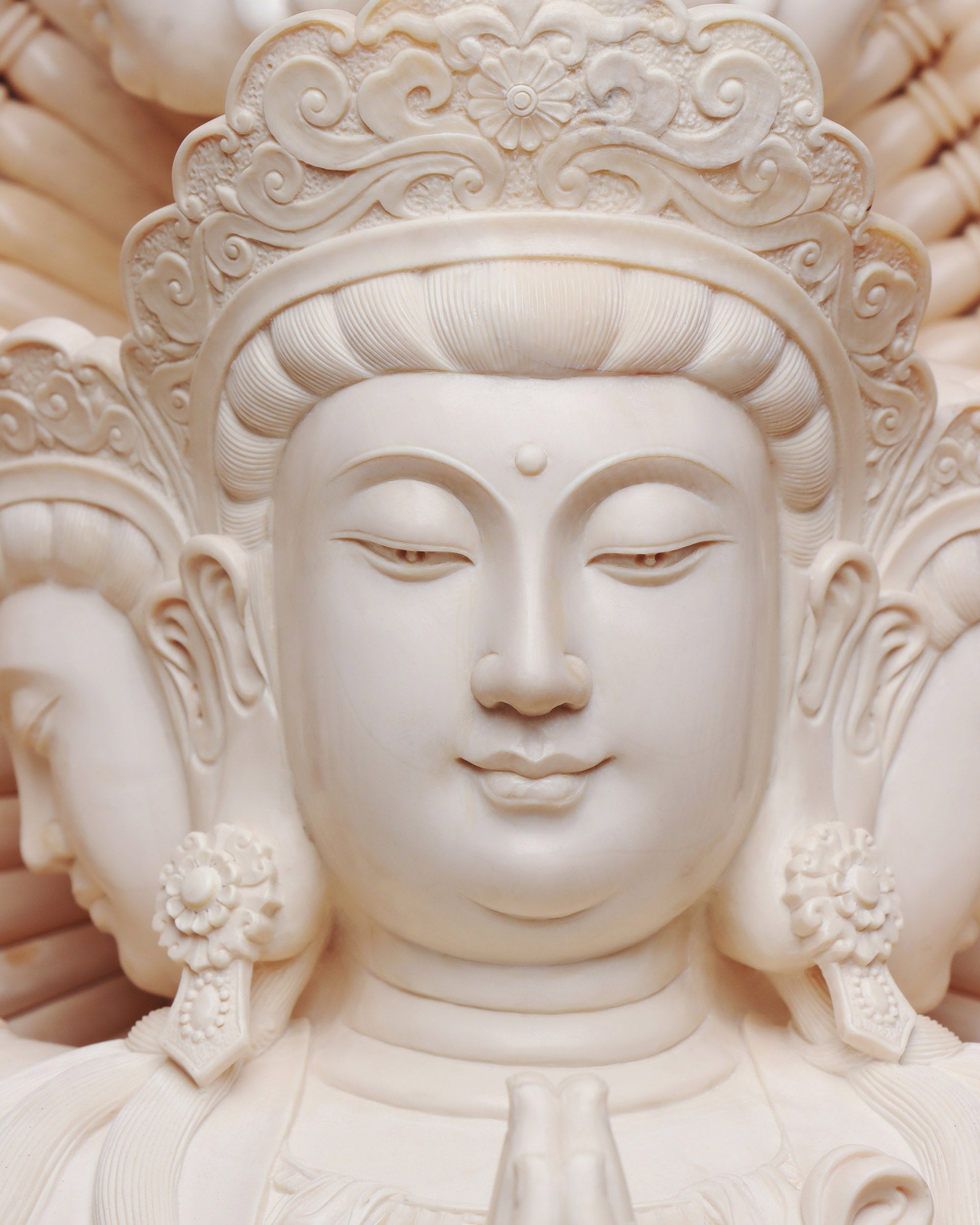 Mammoth Ivory Carving of Thousand-Handed Guanyin