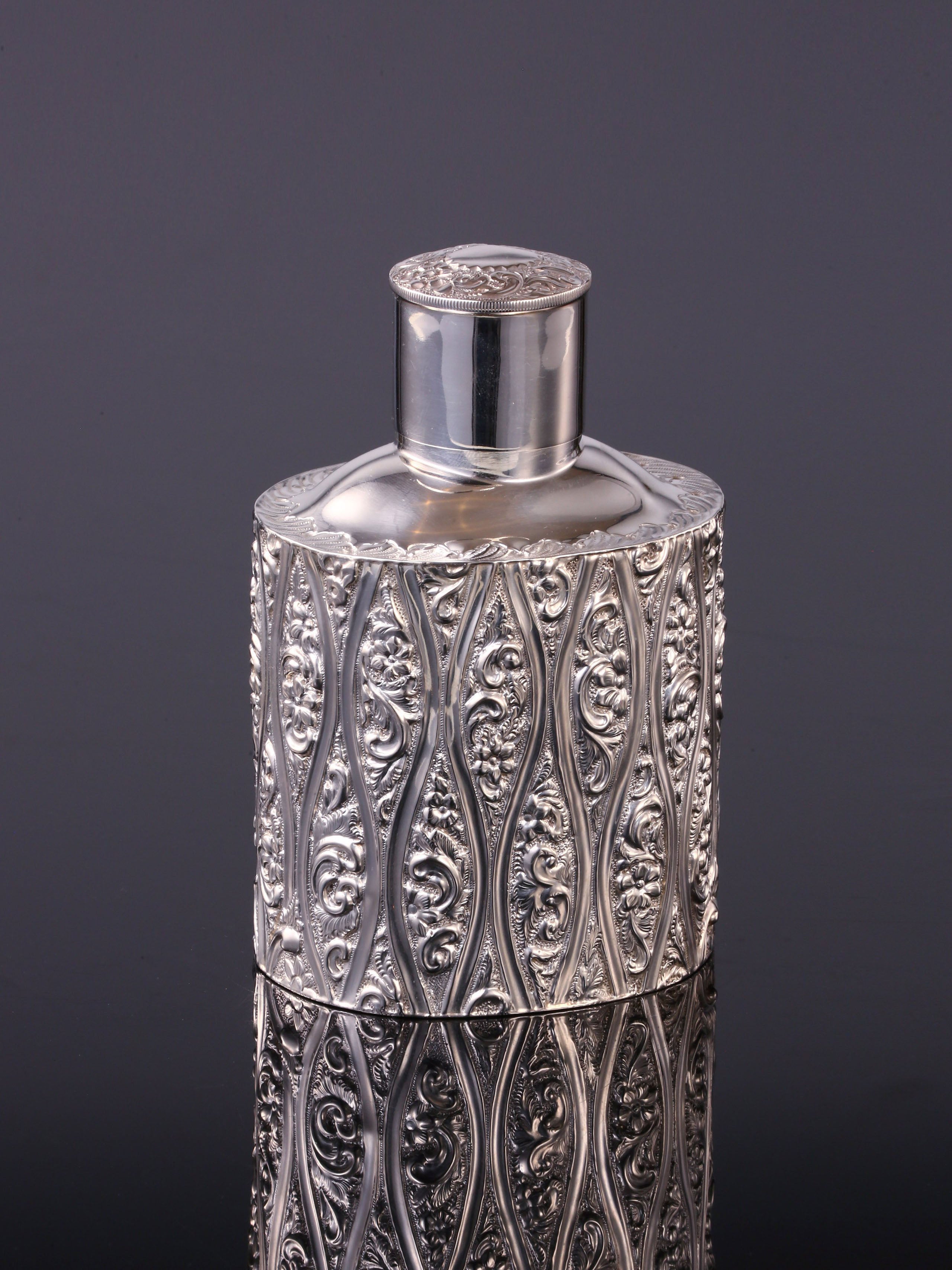 1896 British sterling silver embossed tea caddy