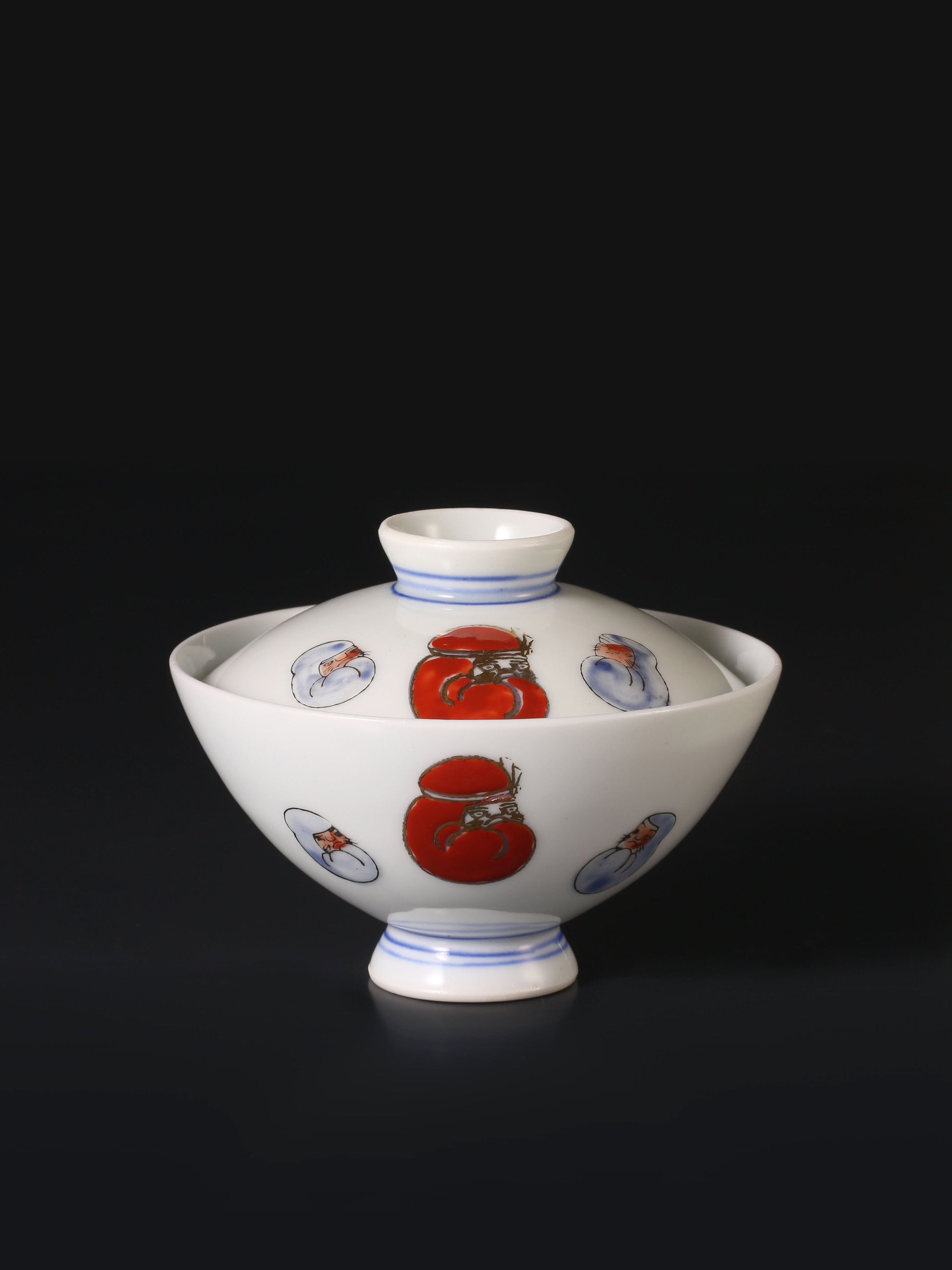 Japanese Imari Daruma Covered Bowl (Lid)