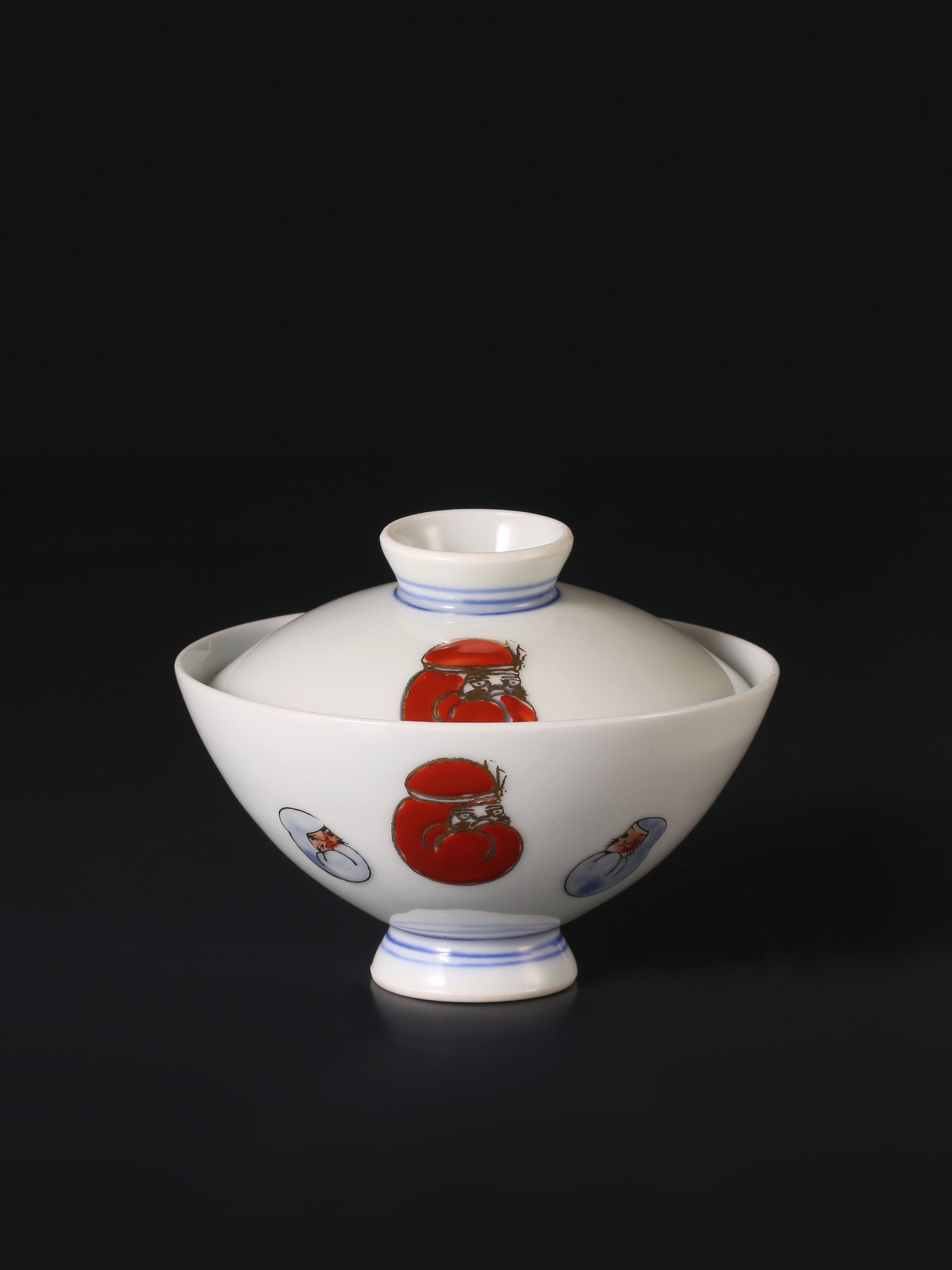 Japanese Imari Daruma Covered Bowl (Lid)