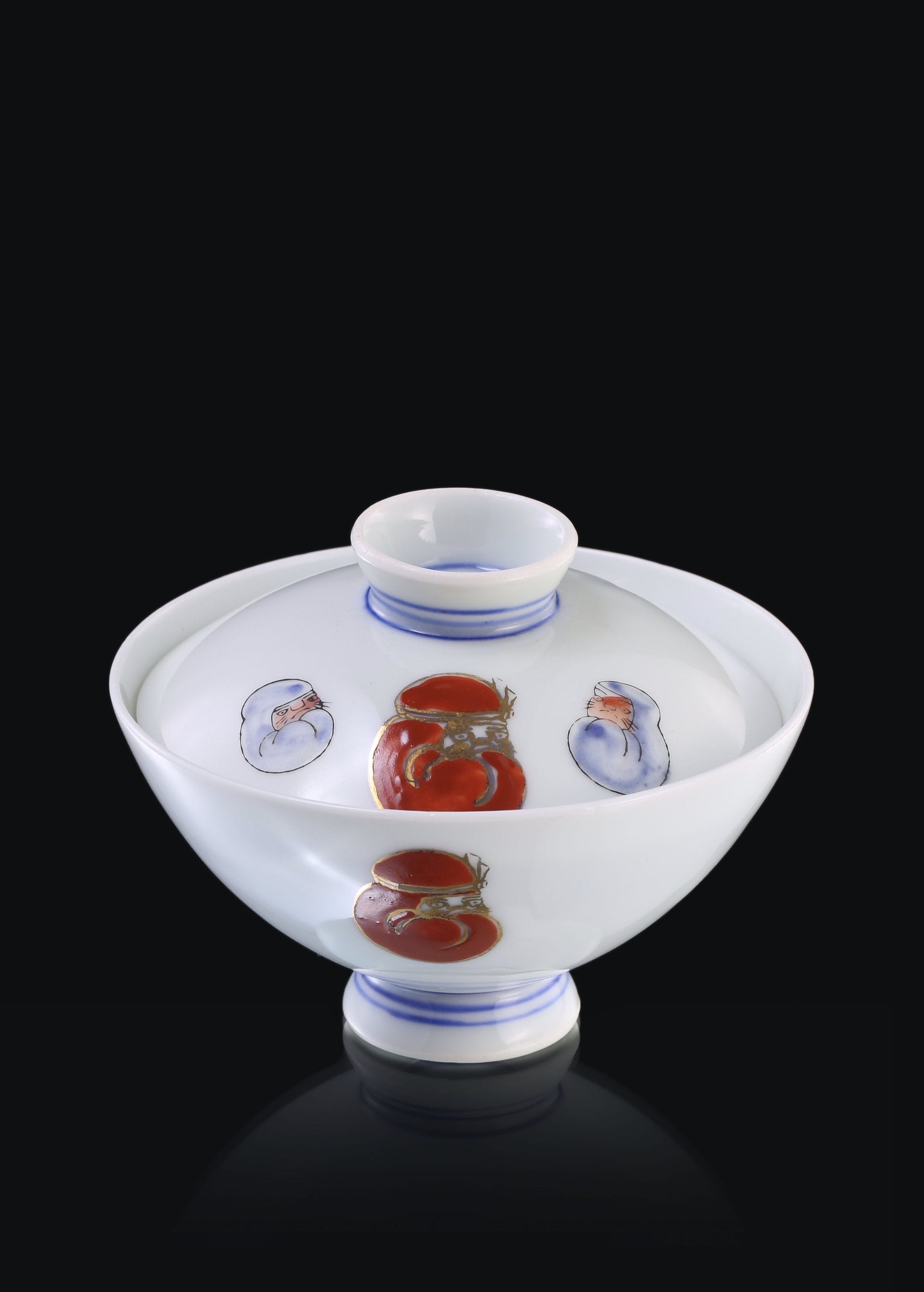 Japanese Imari Daruma Covered Bowl (Lid)