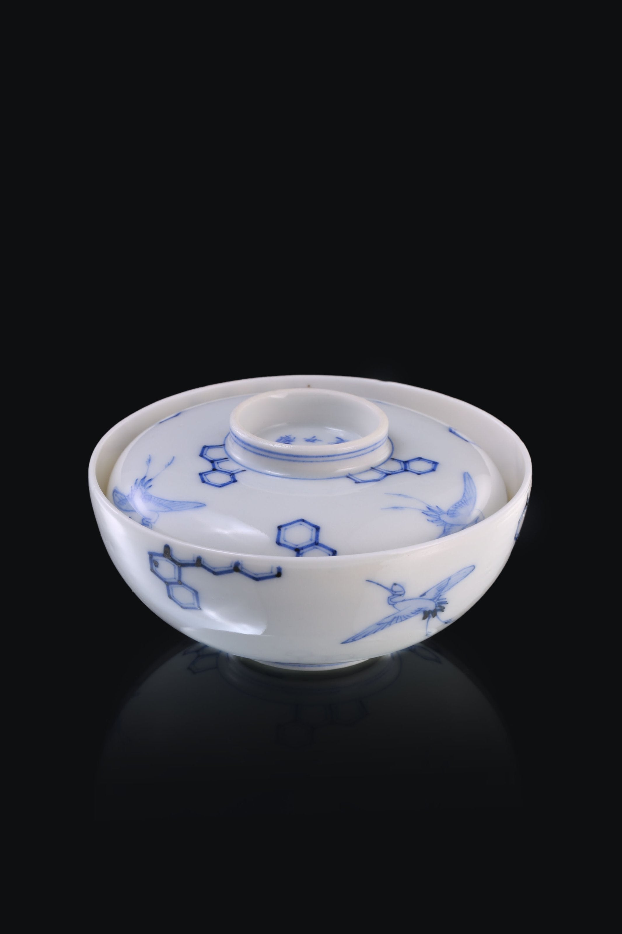 Japanese Imari Crane Pattern Covered Bowl (Lid)
