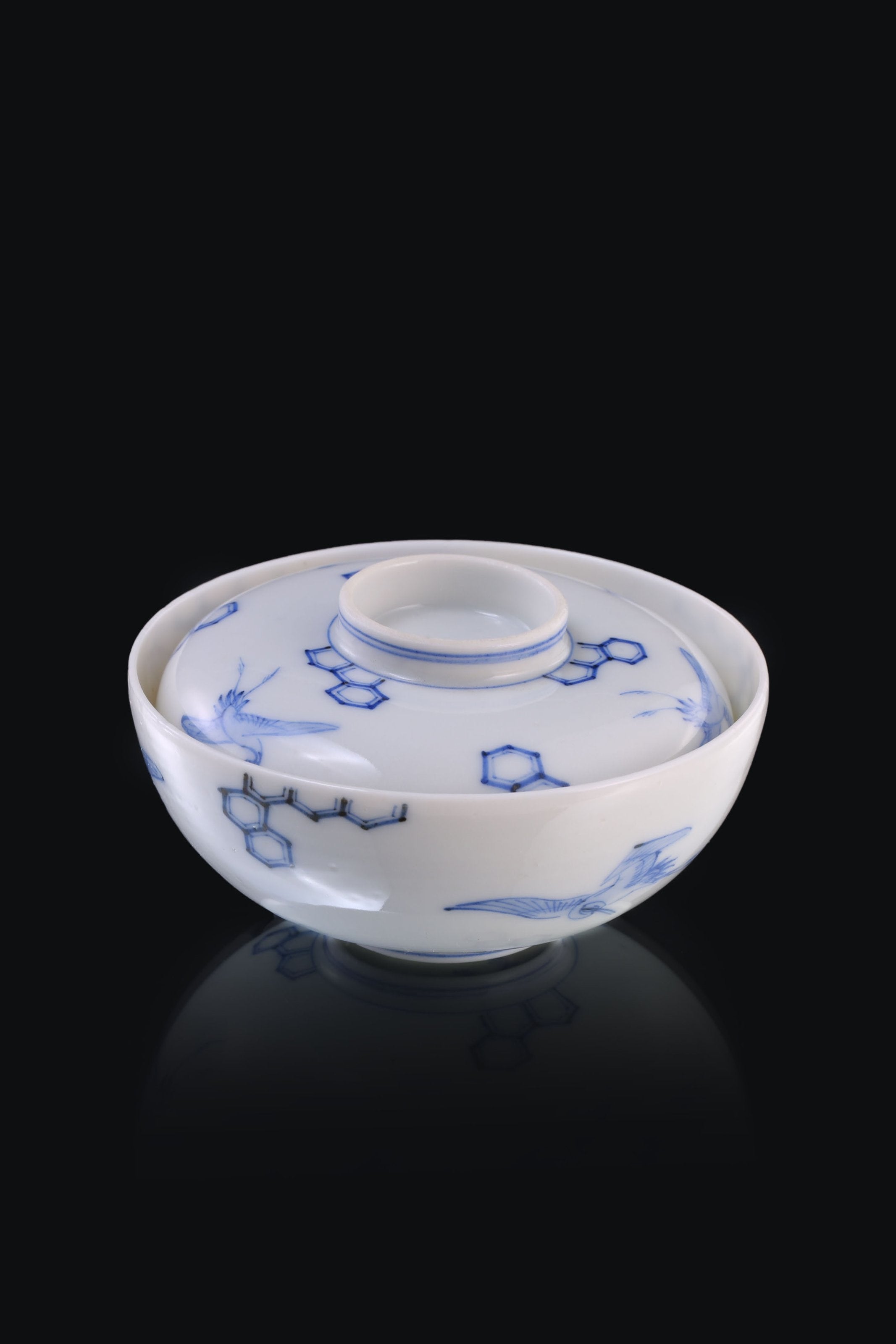 Japanese Imari Crane Pattern Covered Bowl (Lid)