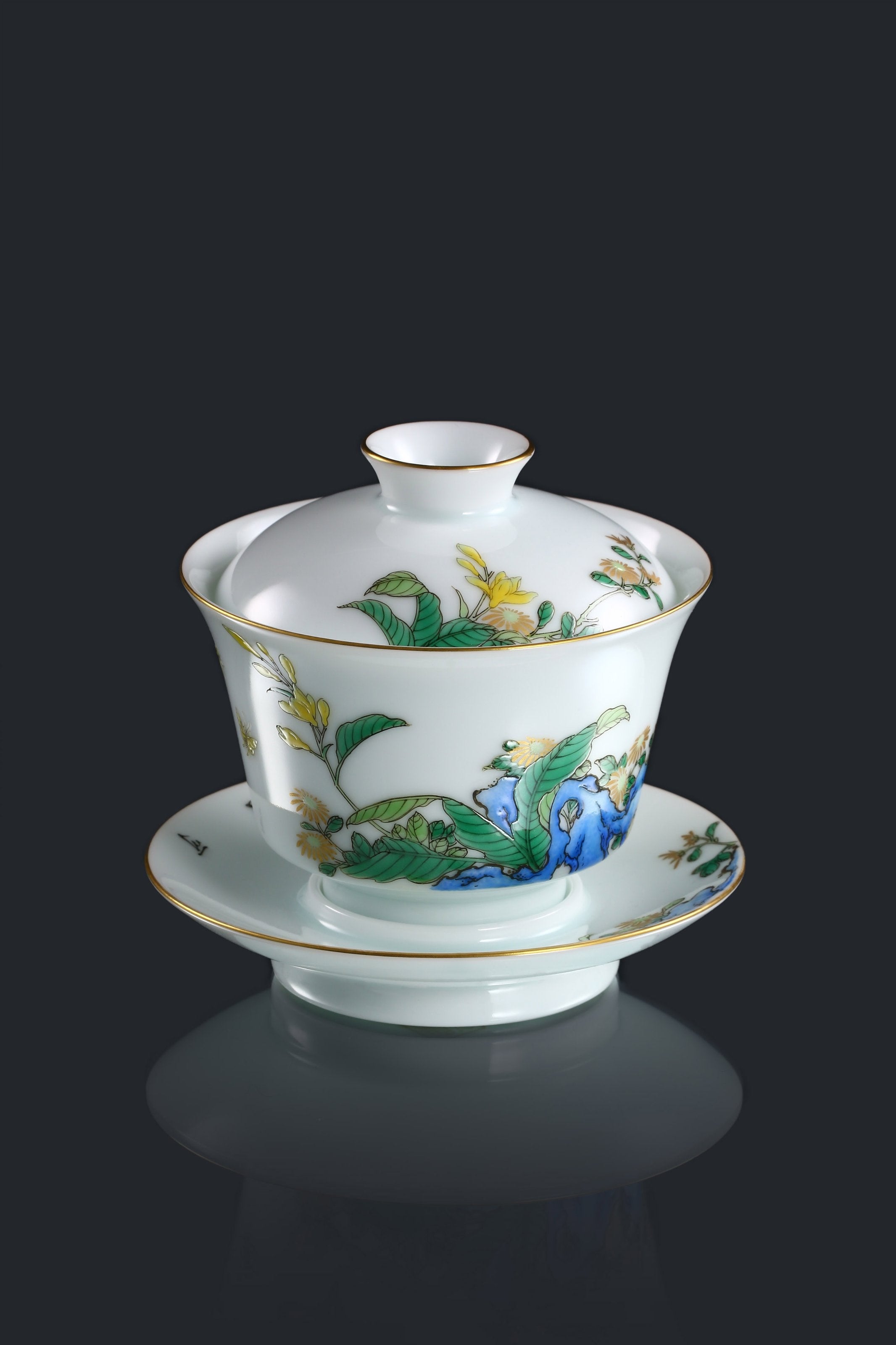 Jade hairpin flower gaiwan/tea cup